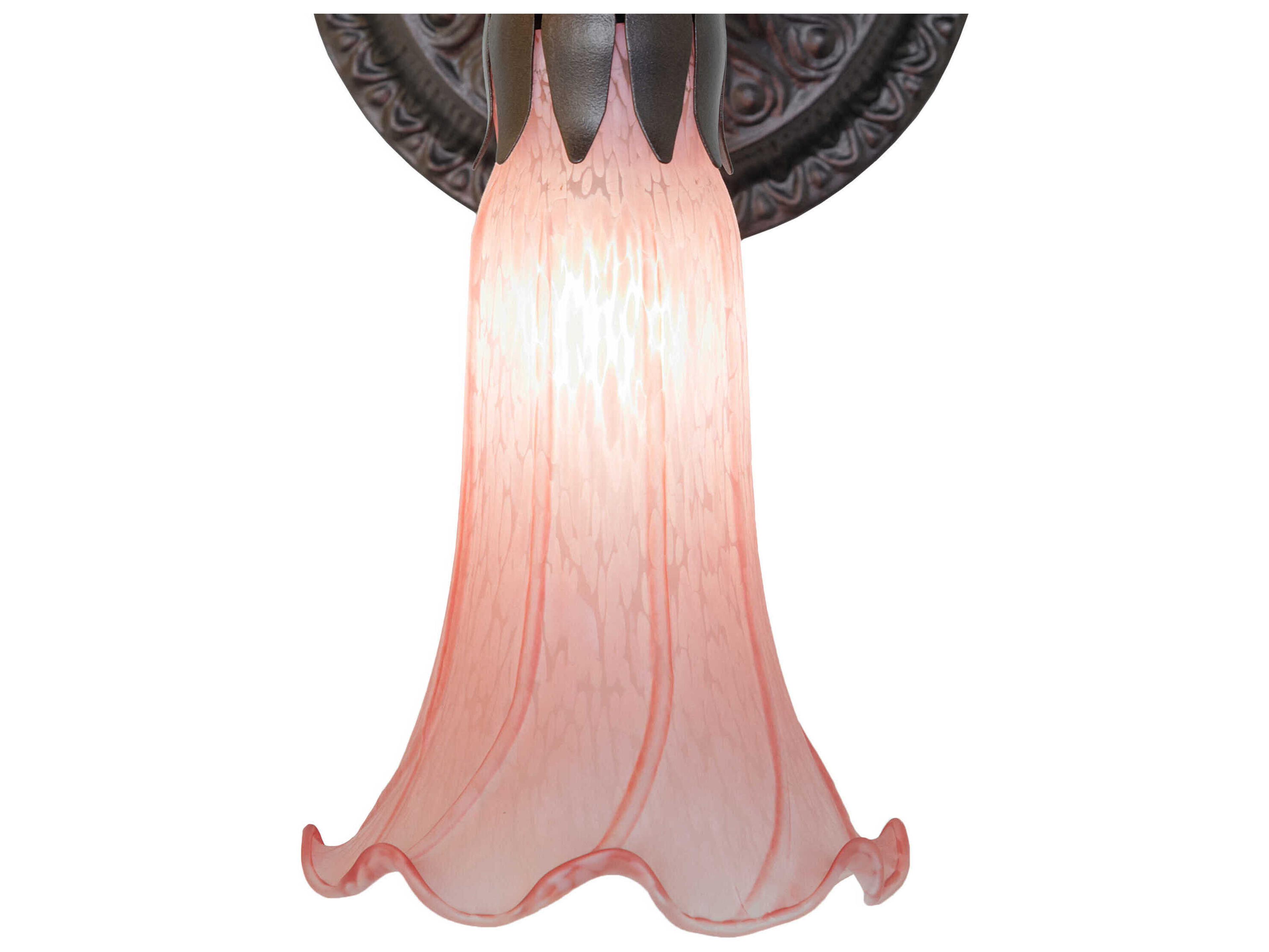 Meyda Pond Lily 1-Light Mahogany Bronze Glass Wall Sconce