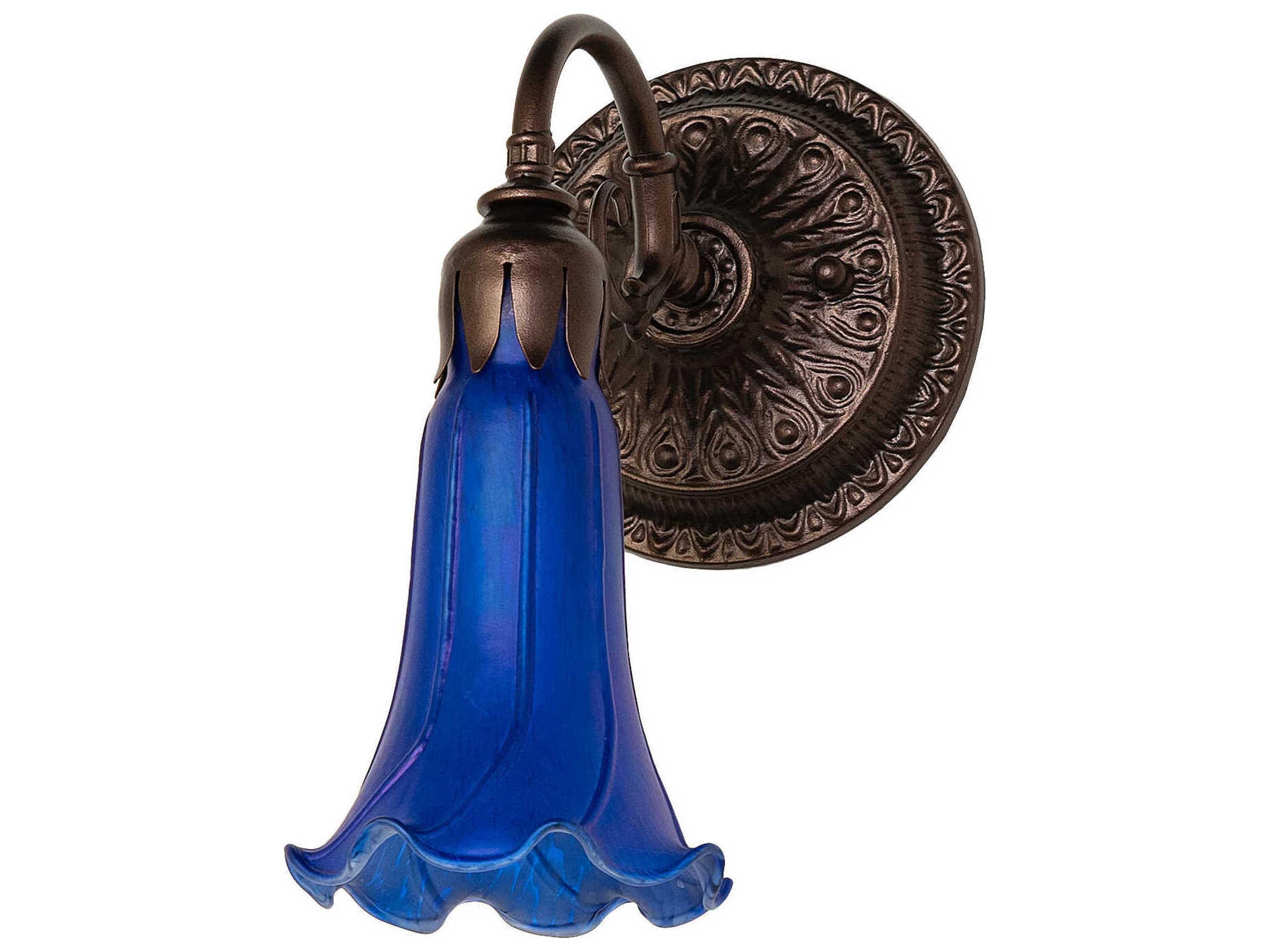 Meyda Pond Lily 1-Light Mahogany Bronze Glass Wall Sconce