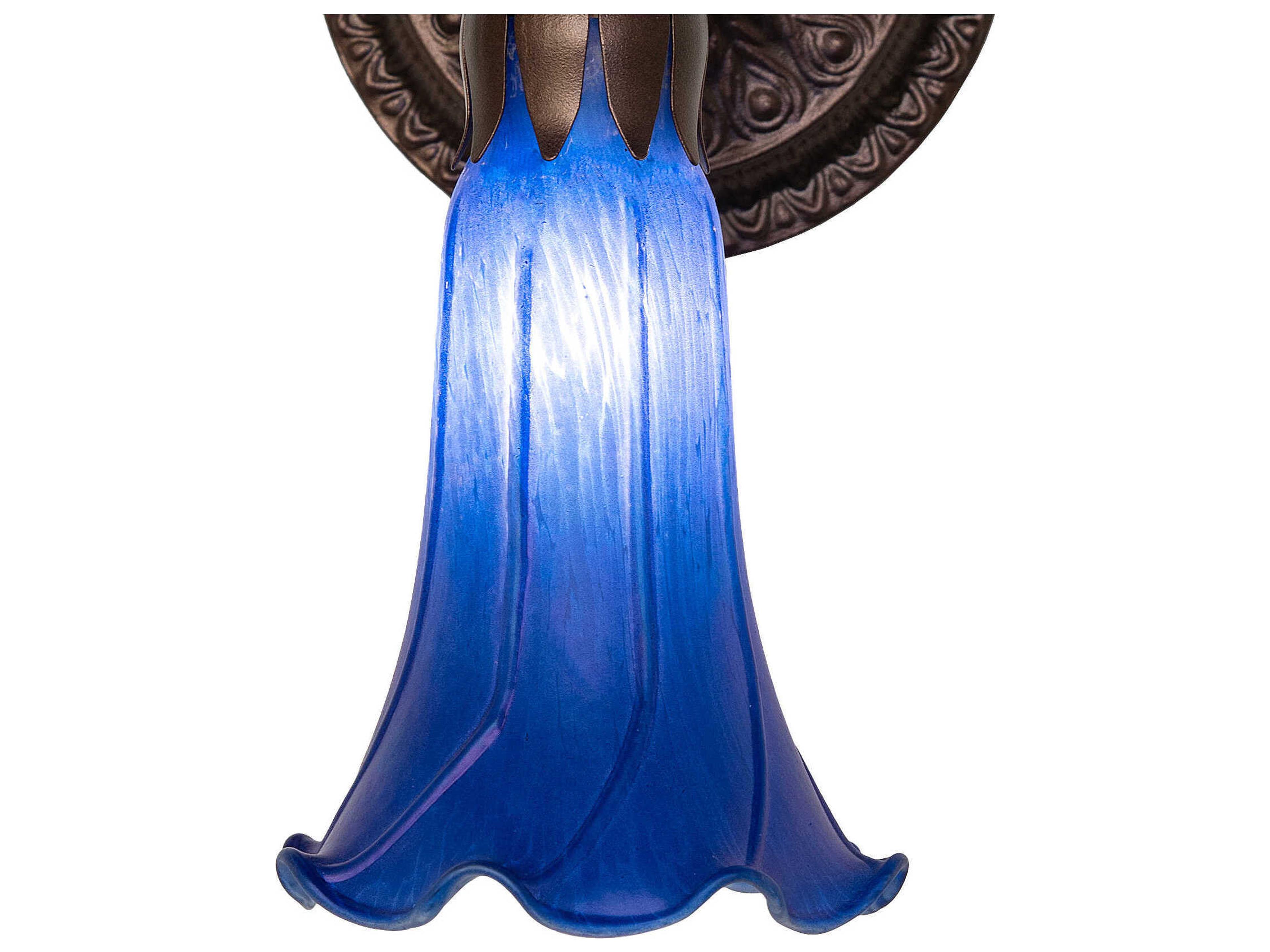 Meyda Pond Lily 1-Light Mahogany Bronze Glass Wall Sconce