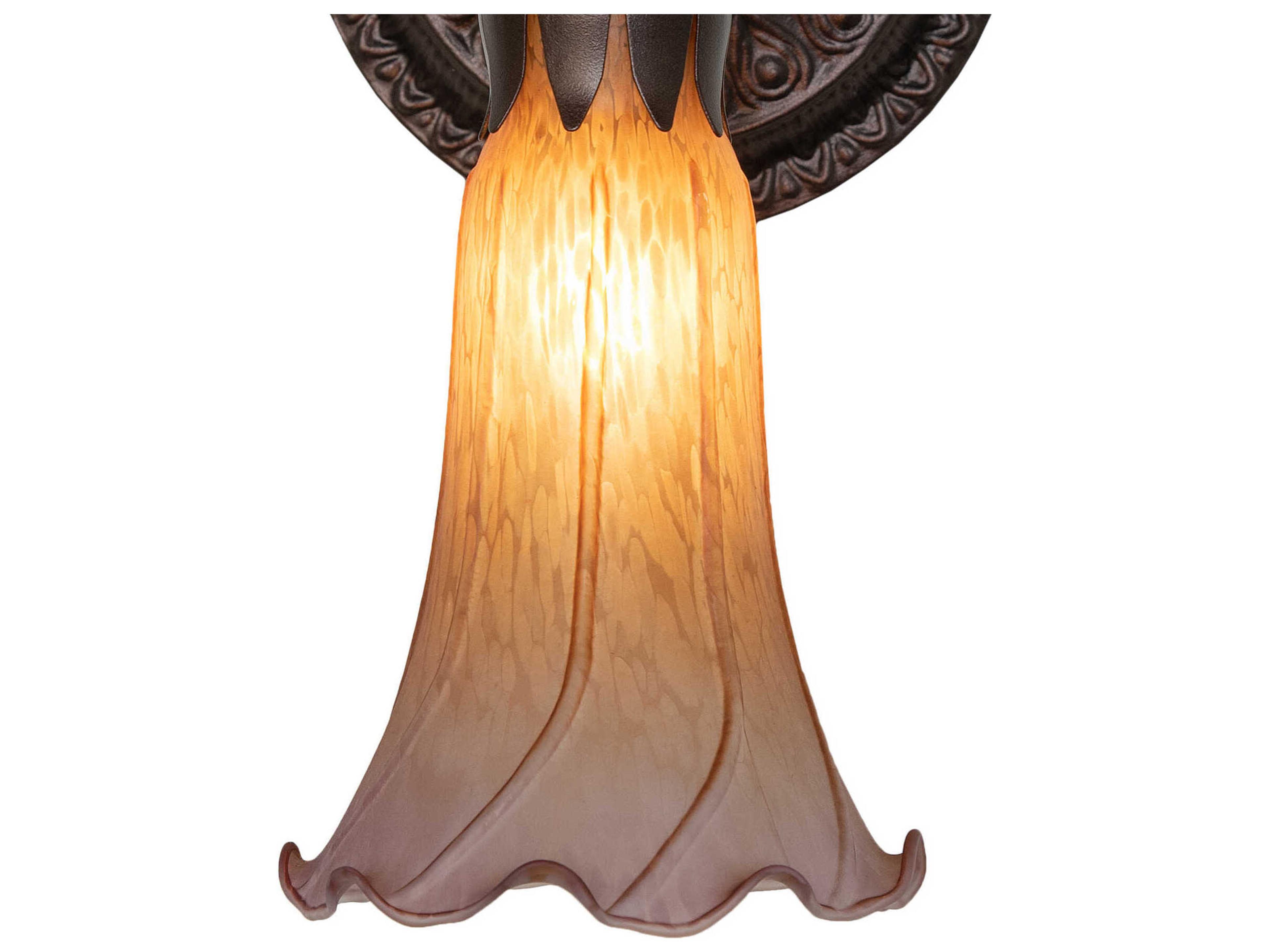 Meyda Pond Lily 1-Light Mahogany Bronze Glass Wall Sconce