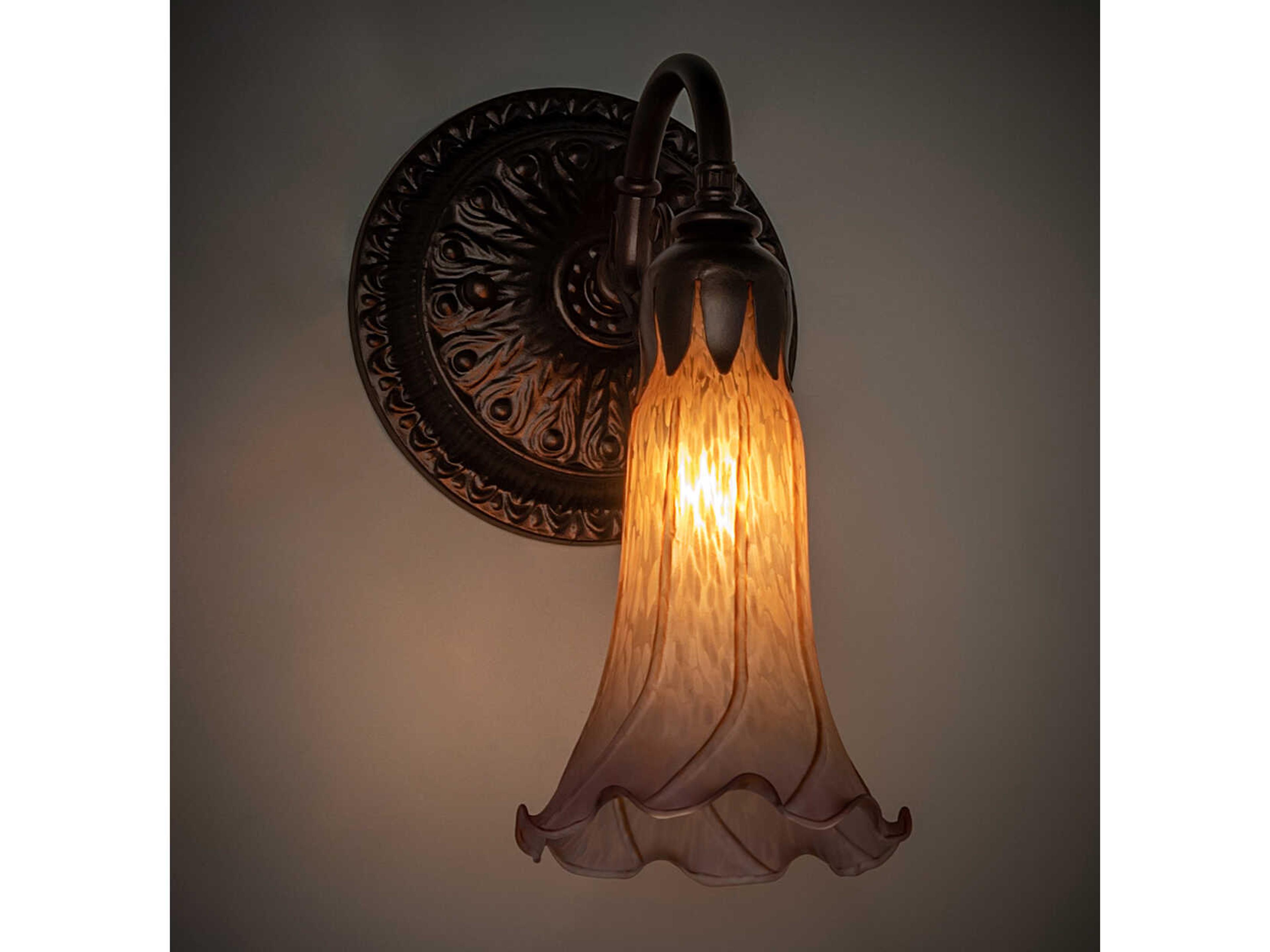 Meyda Pond Lily 1-Light Mahogany Bronze Glass Wall Sconce