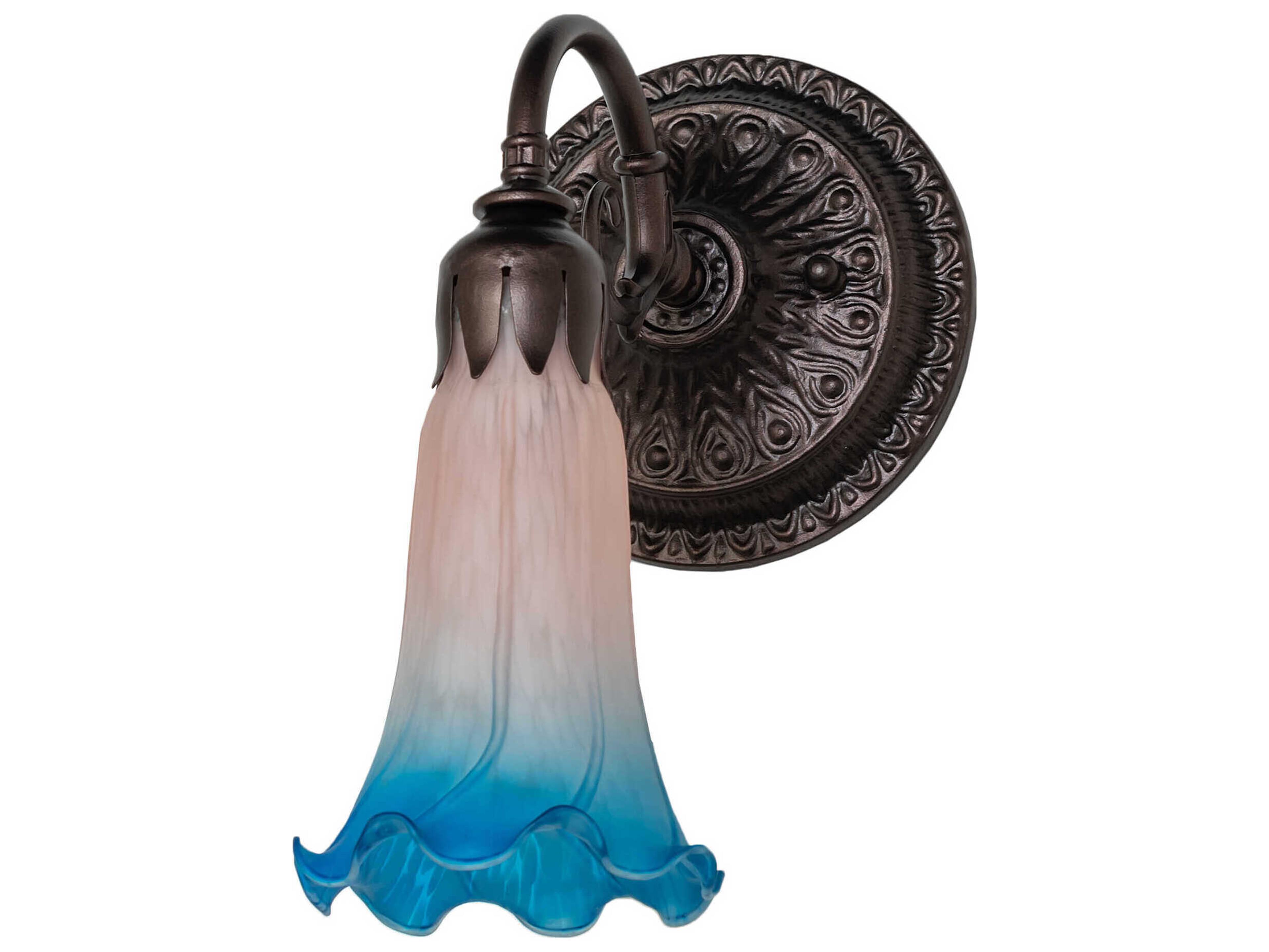 Meyda Pond Lily 1-Light Mahogany Bronze Glass Wall Sconce