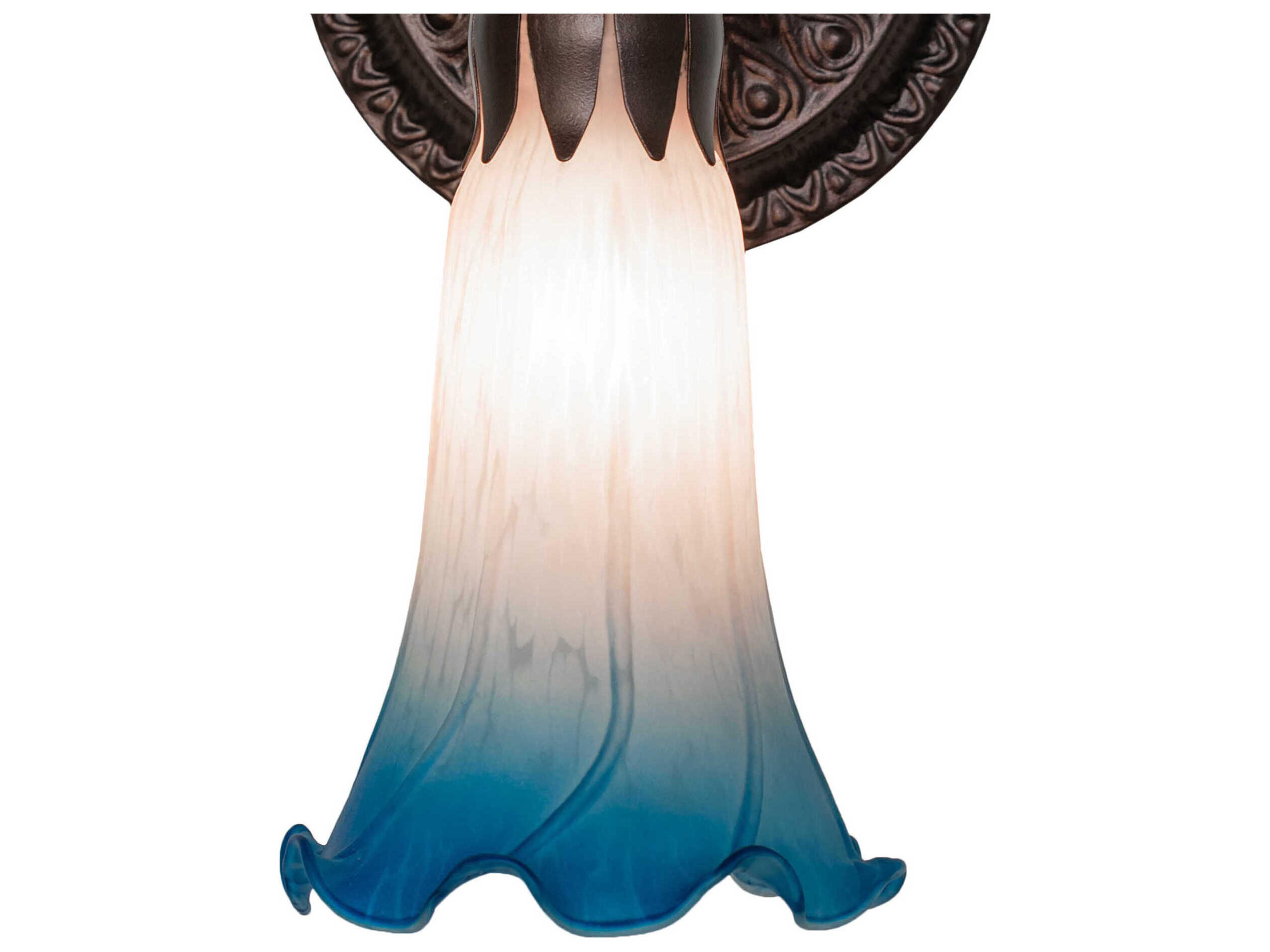 Meyda Pond Lily 1-Light Mahogany Bronze Glass Wall Sconce