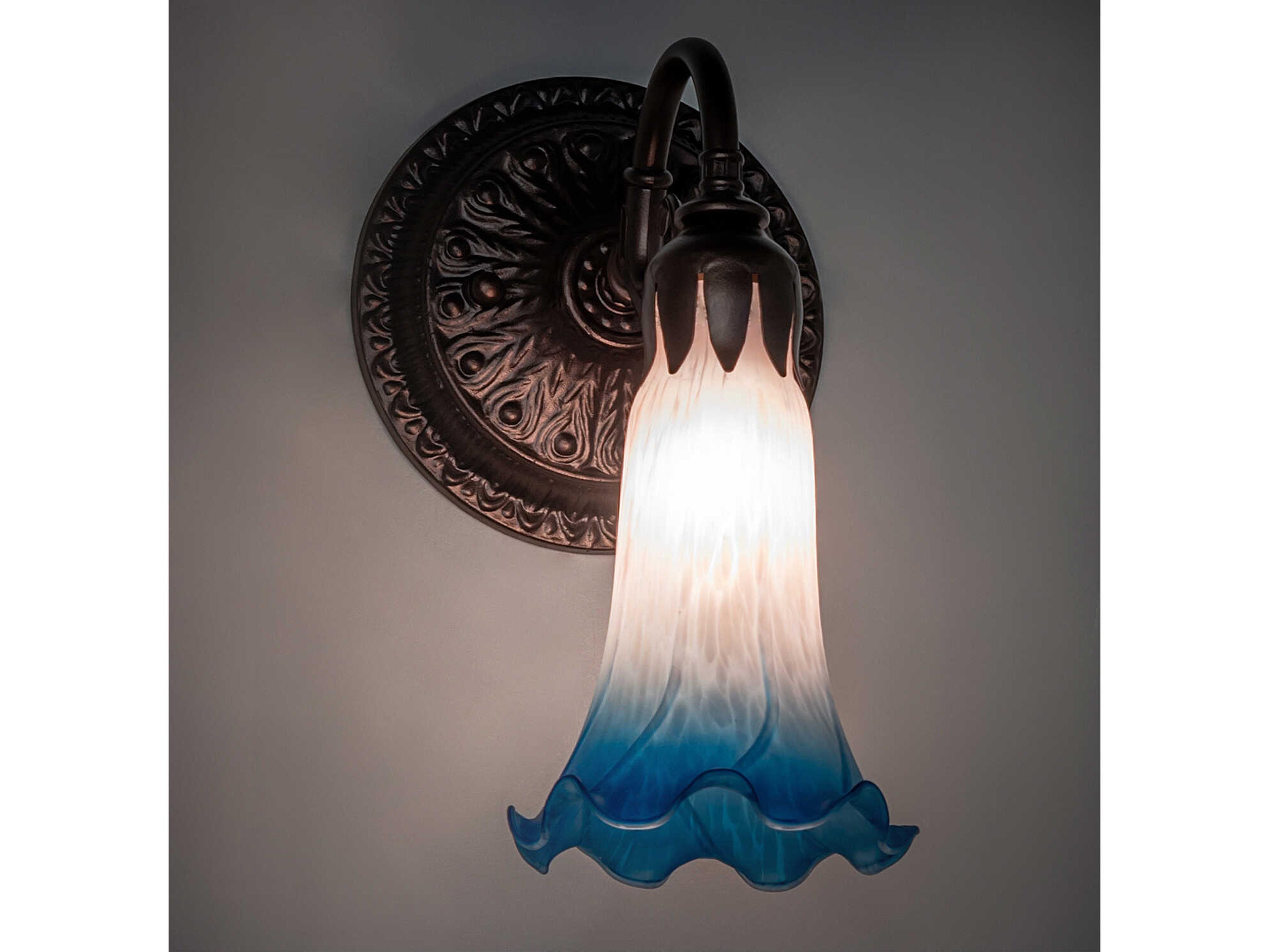 Meyda Pond Lily 1-Light Mahogany Bronze Glass Wall Sconce