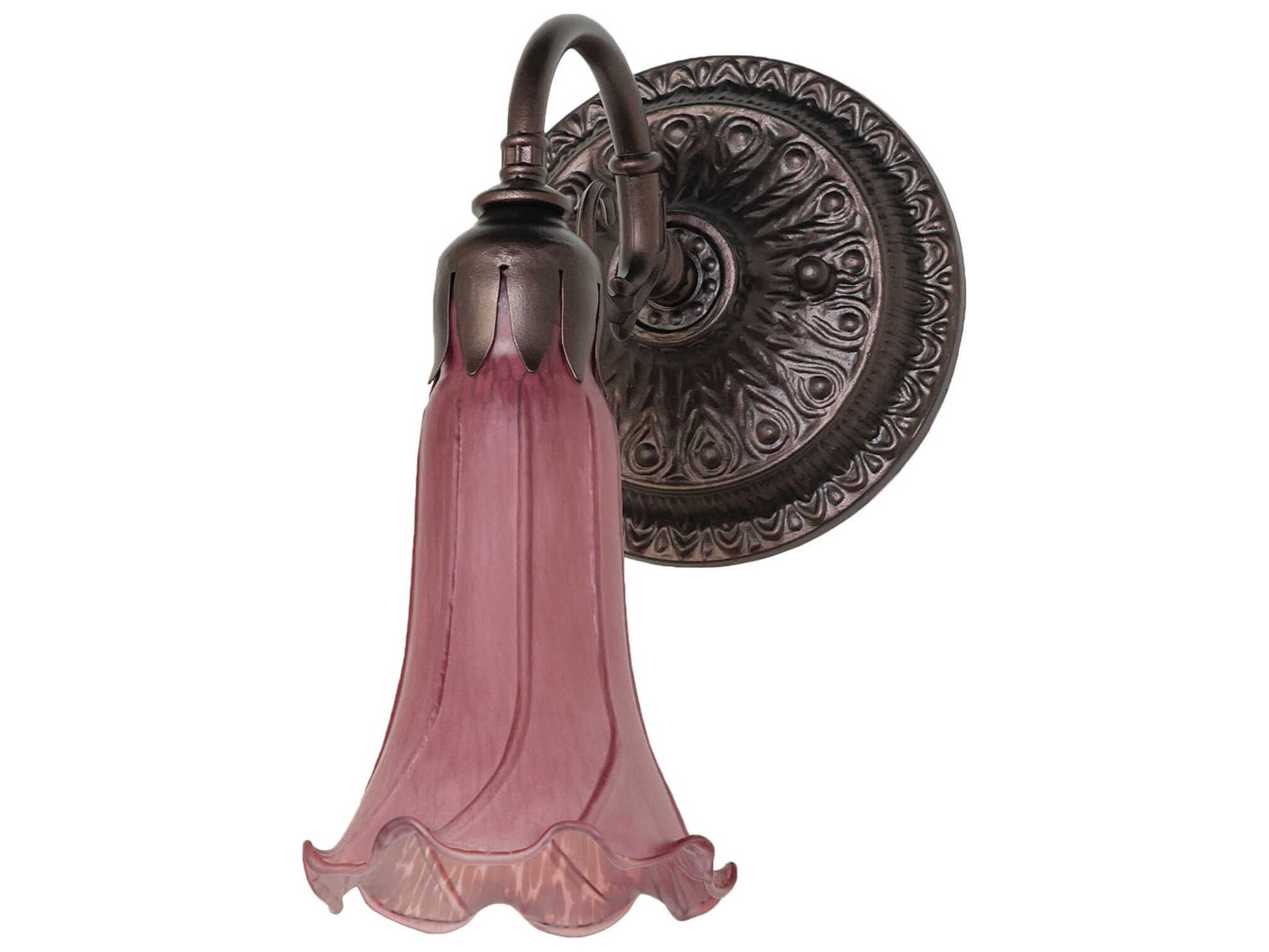 Meyda Pond Lily 1-Light Mahogany Bronze Glass Wall Sconce