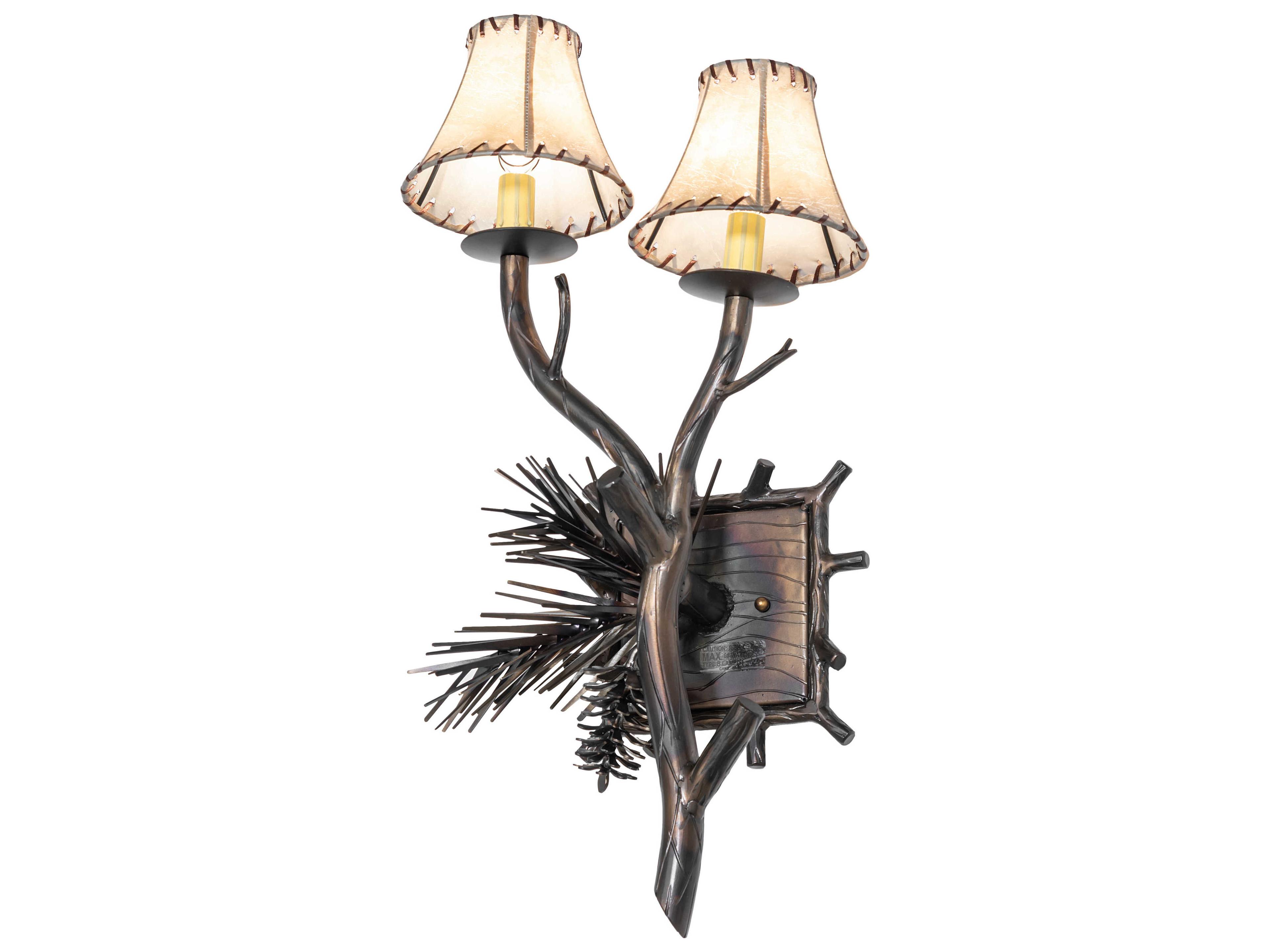 Pinewood 2-Light Light Burnished Antique Copper Wall Sconce