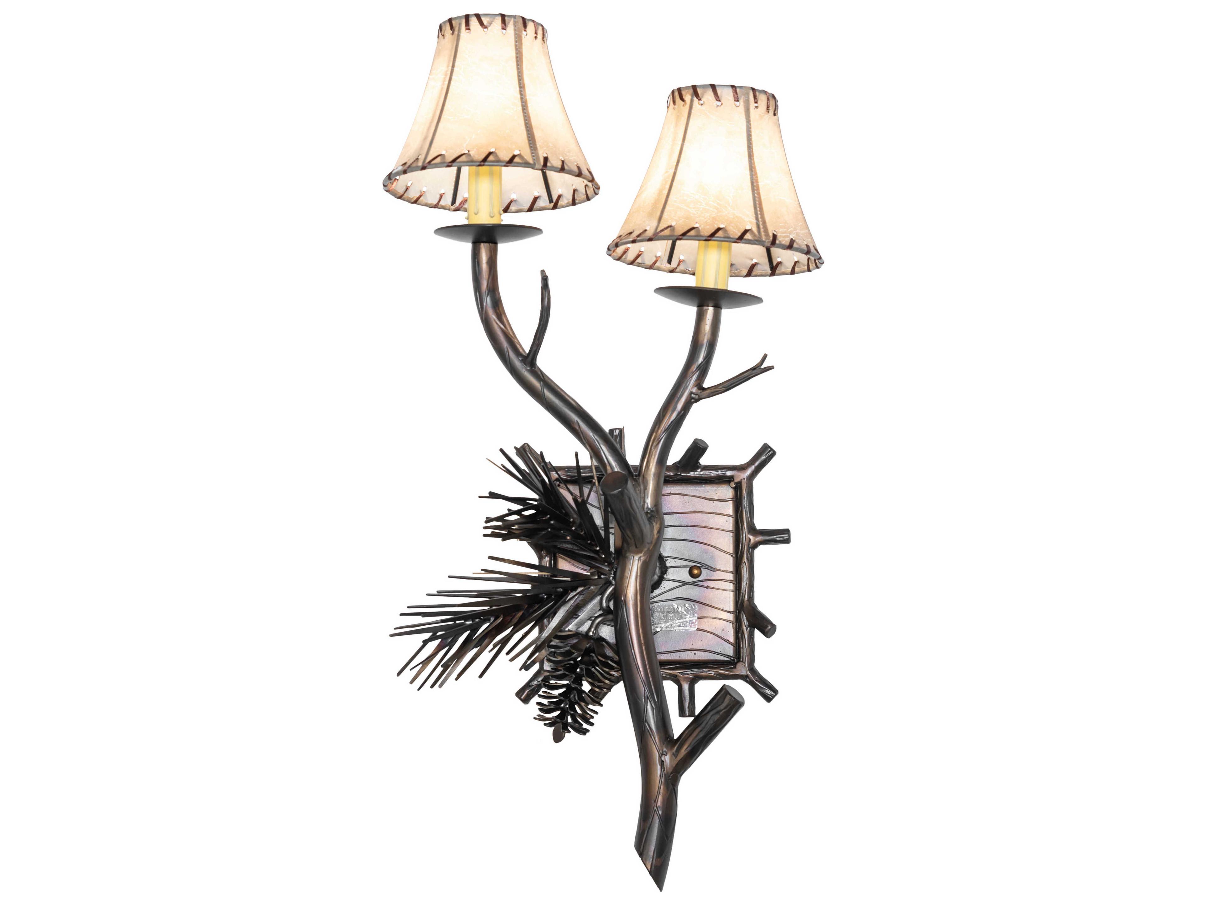 Meyda Pinewood 2-Light Light Burnished Antique Copper Wall Sconce