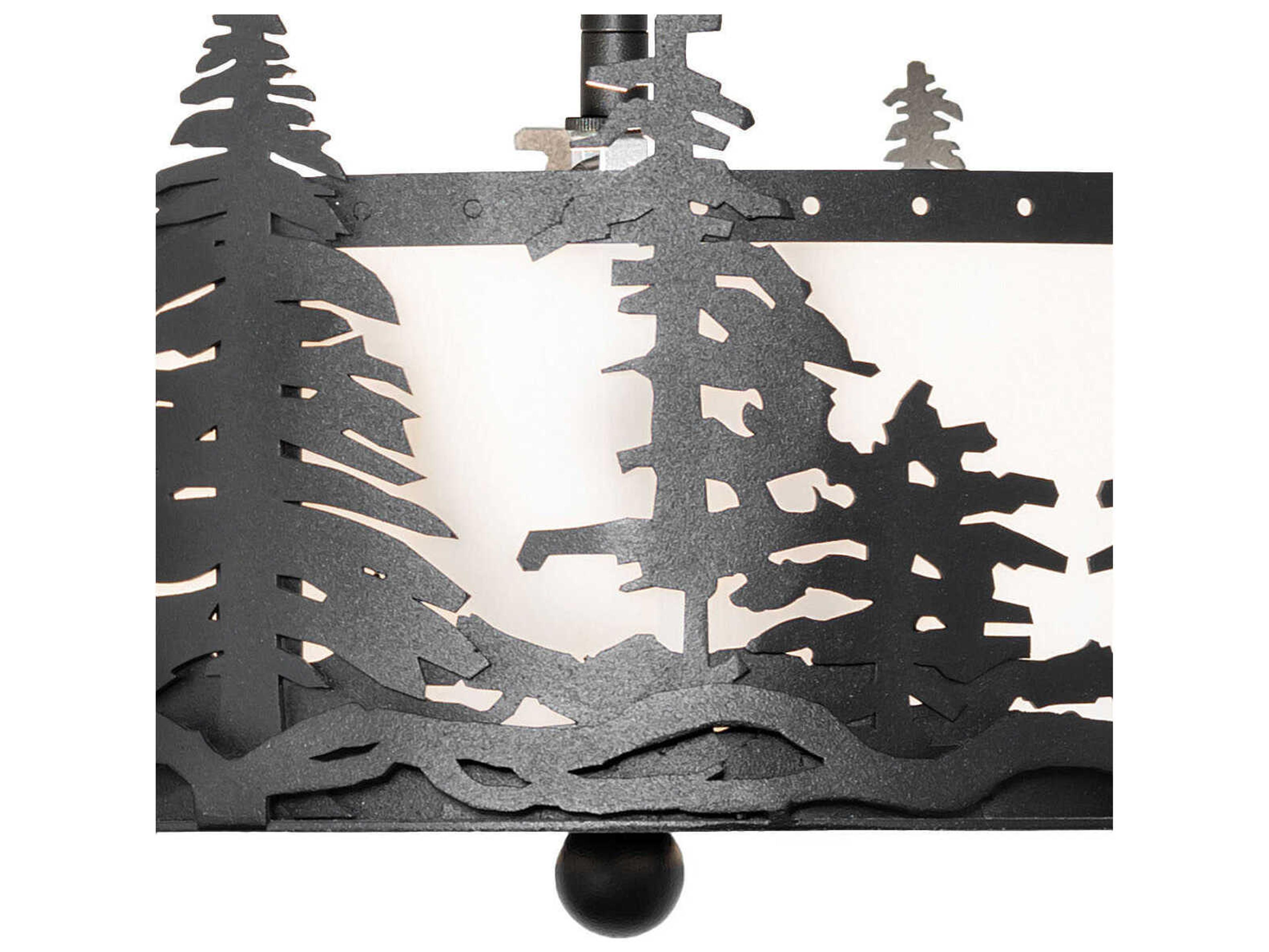 Meyda Tall Pines 2-Light Textured Black Semi Flush Mount