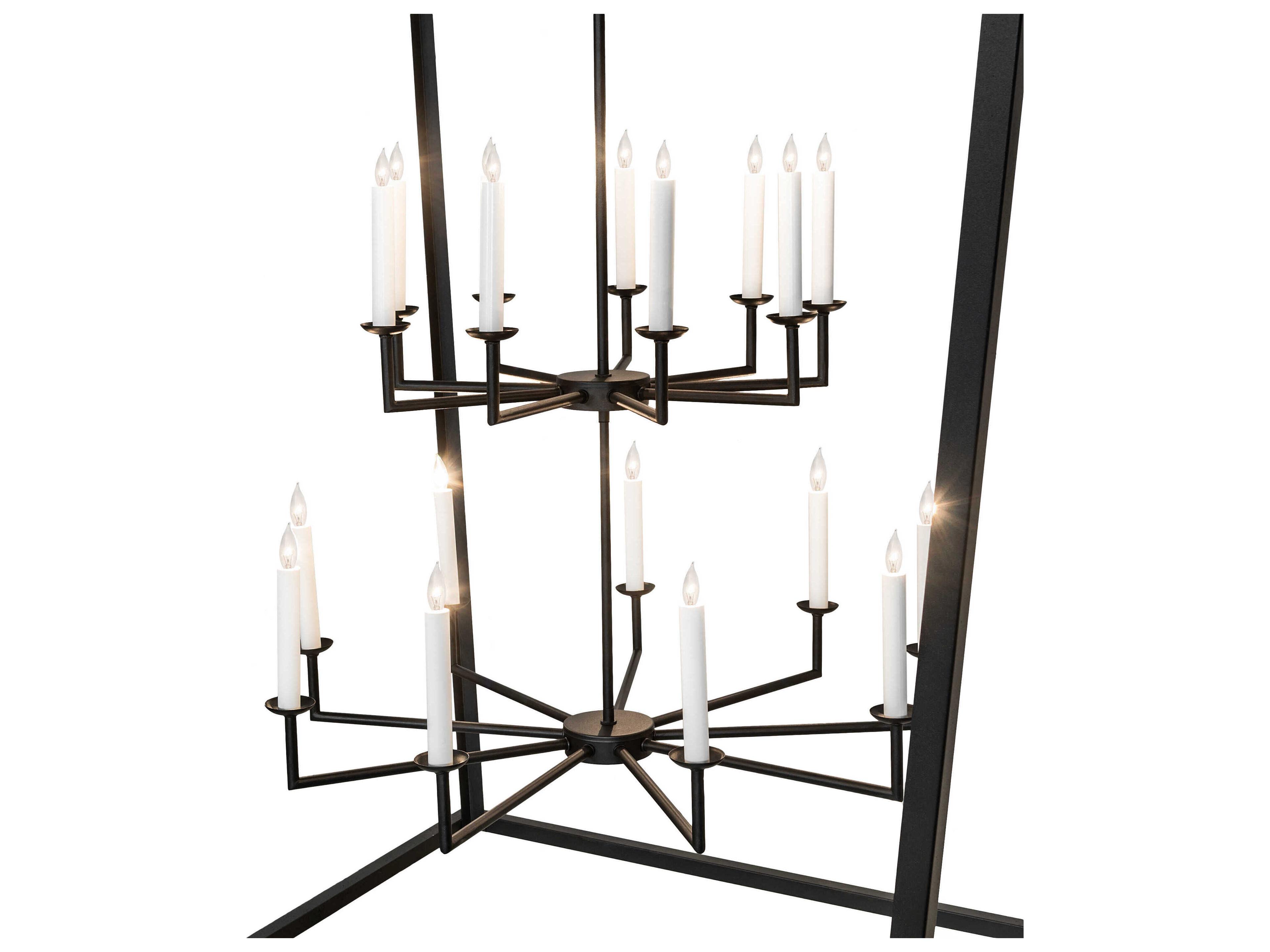 Meyda Kitzi 18-Light Textured Black Candelabra Tiered Chandelier