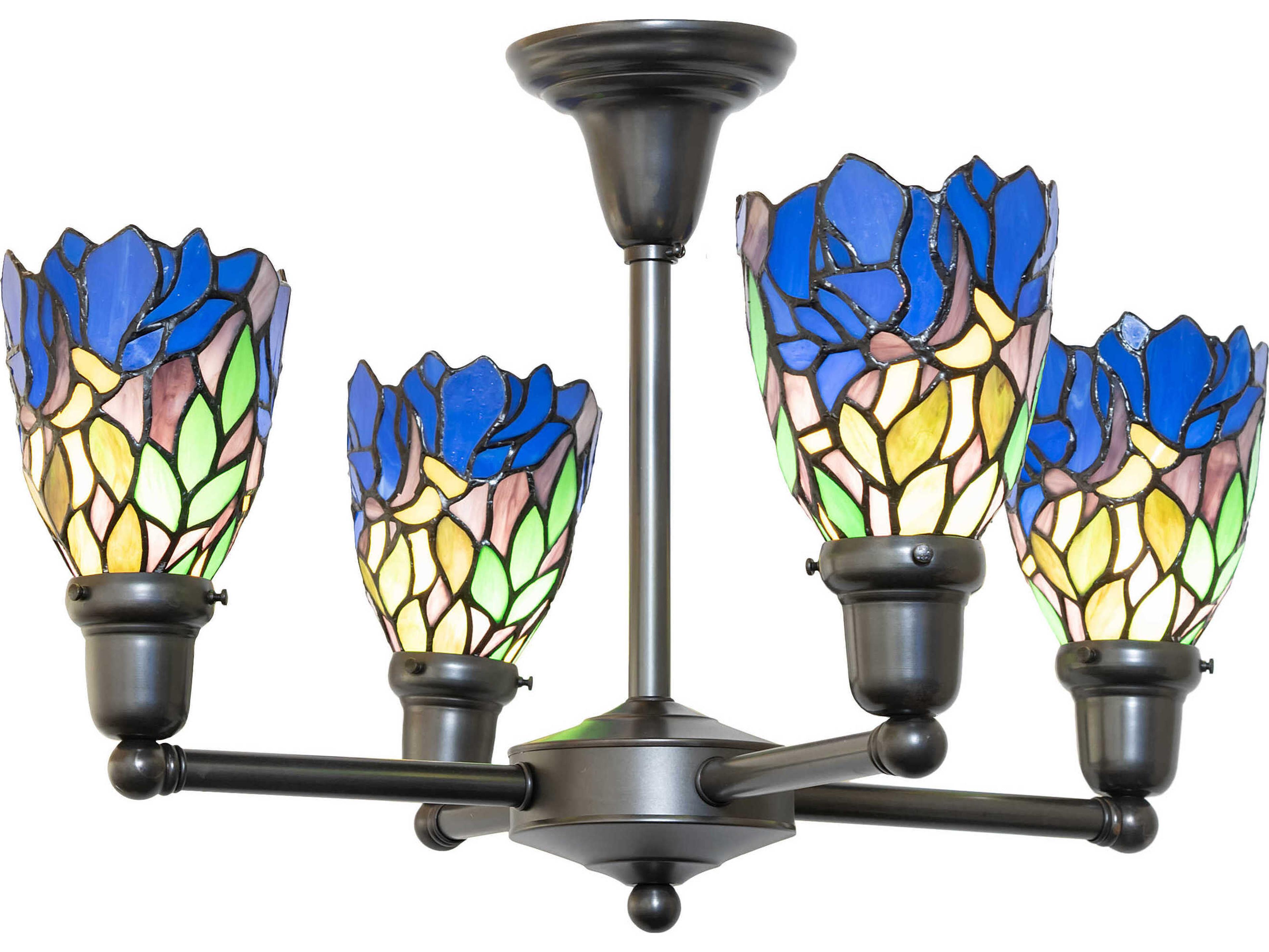 Iris 4-Light Craftsman Brown Bell Chandelier