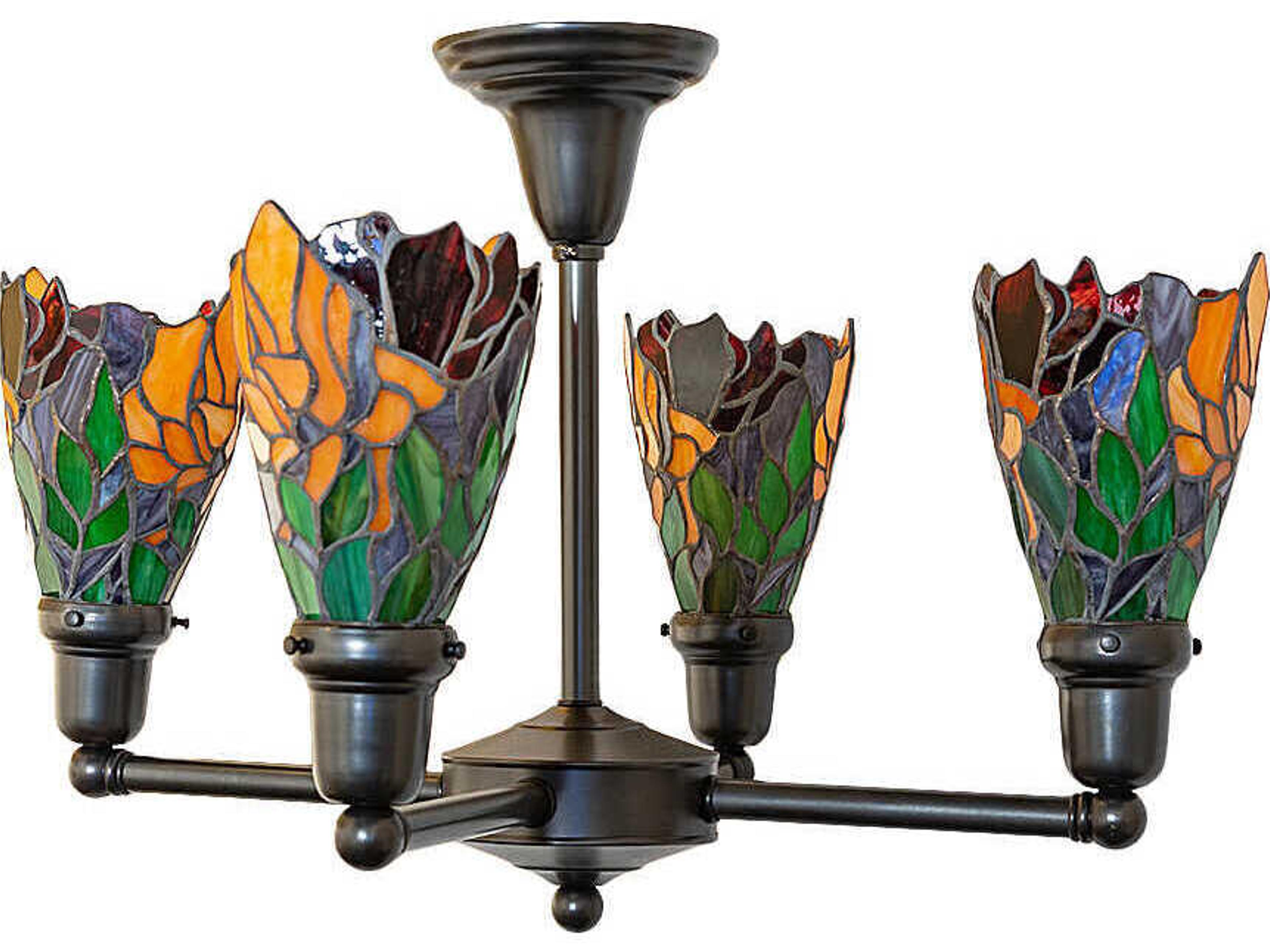 Iris 4-Light Craftsman Brown Bell Chandelier