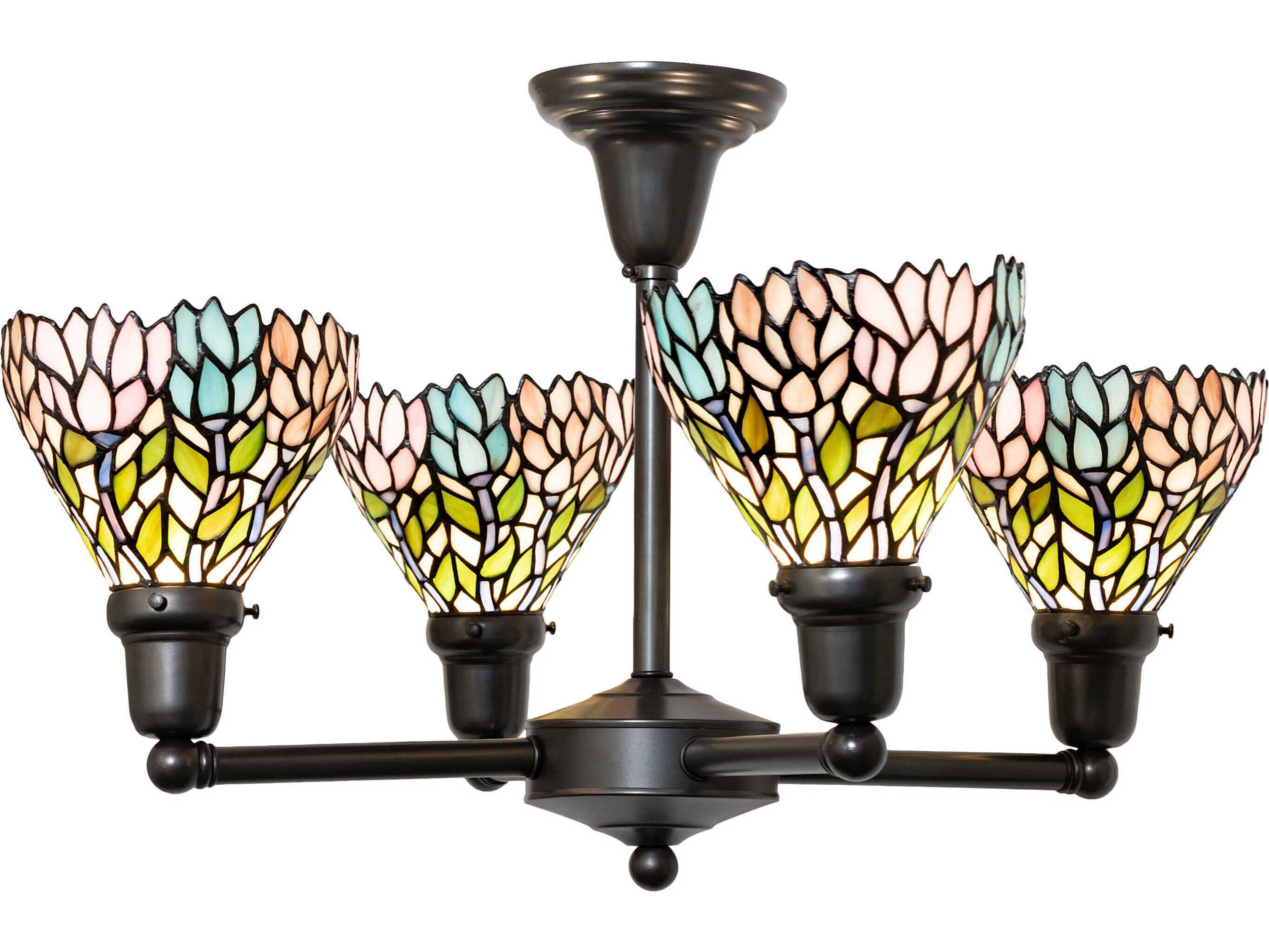 Meyda 4-Light Craftsman Brown Bell Chandelier