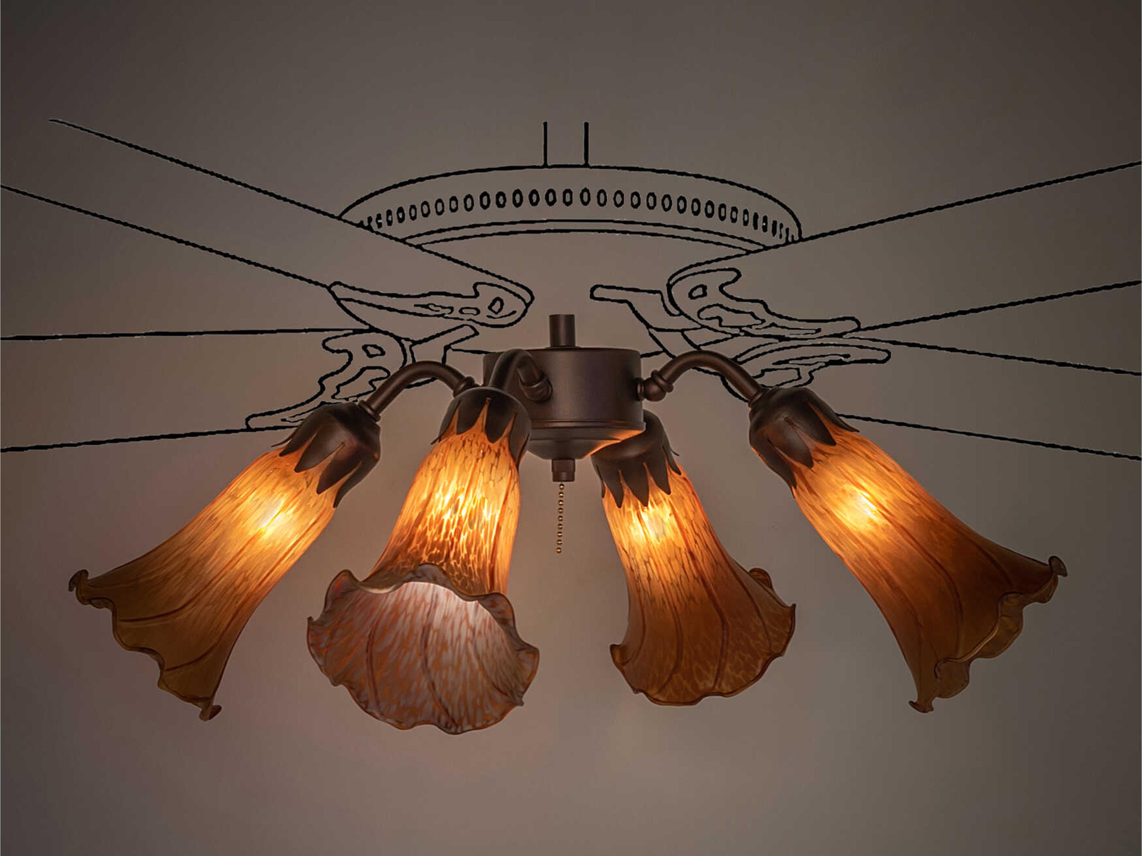 Meyda Pond Lily Tiffany 4 - Light Fan Kit