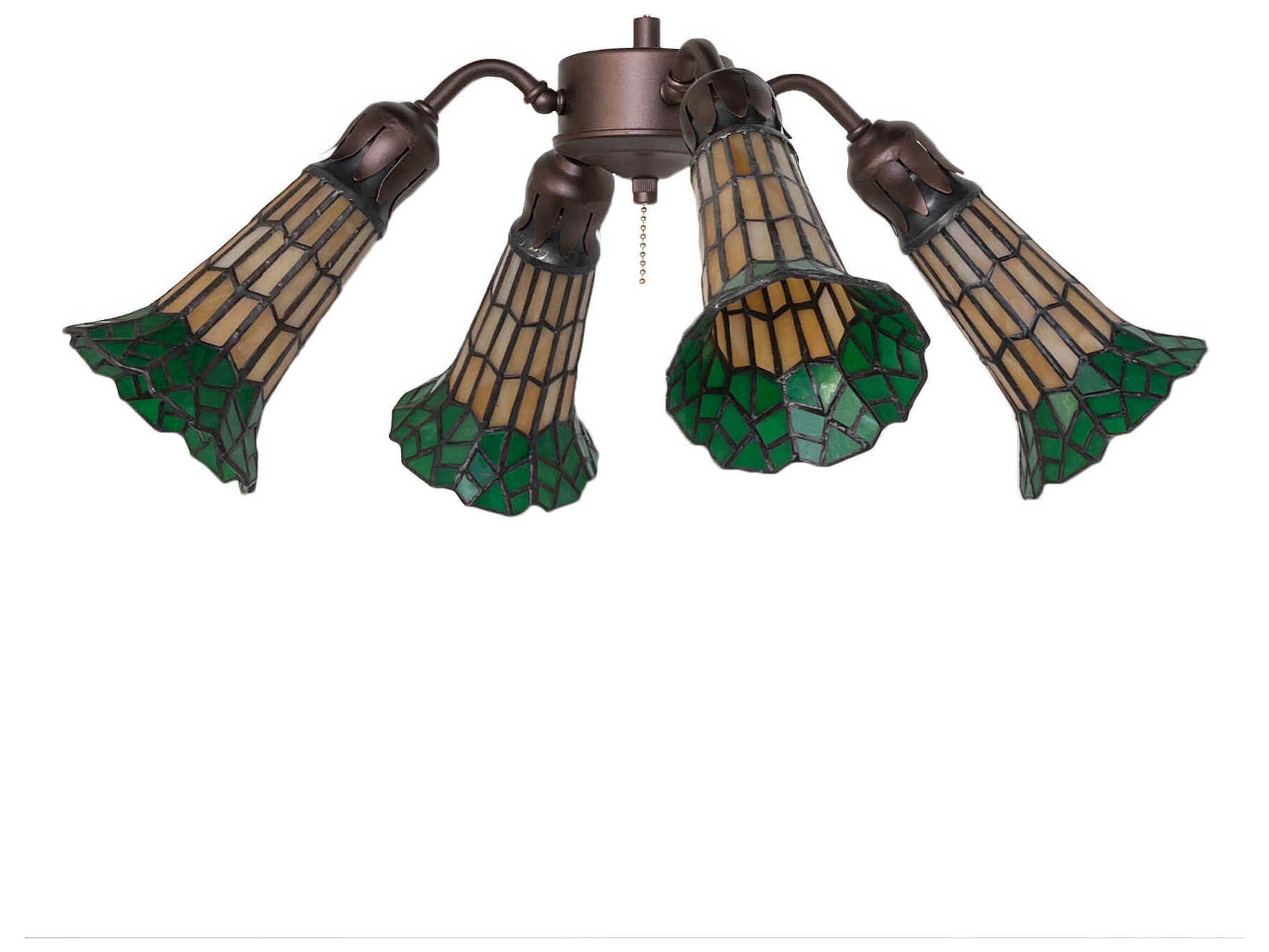 Meyda Stained Glass Pond Lily 4 - Light Fan Kit