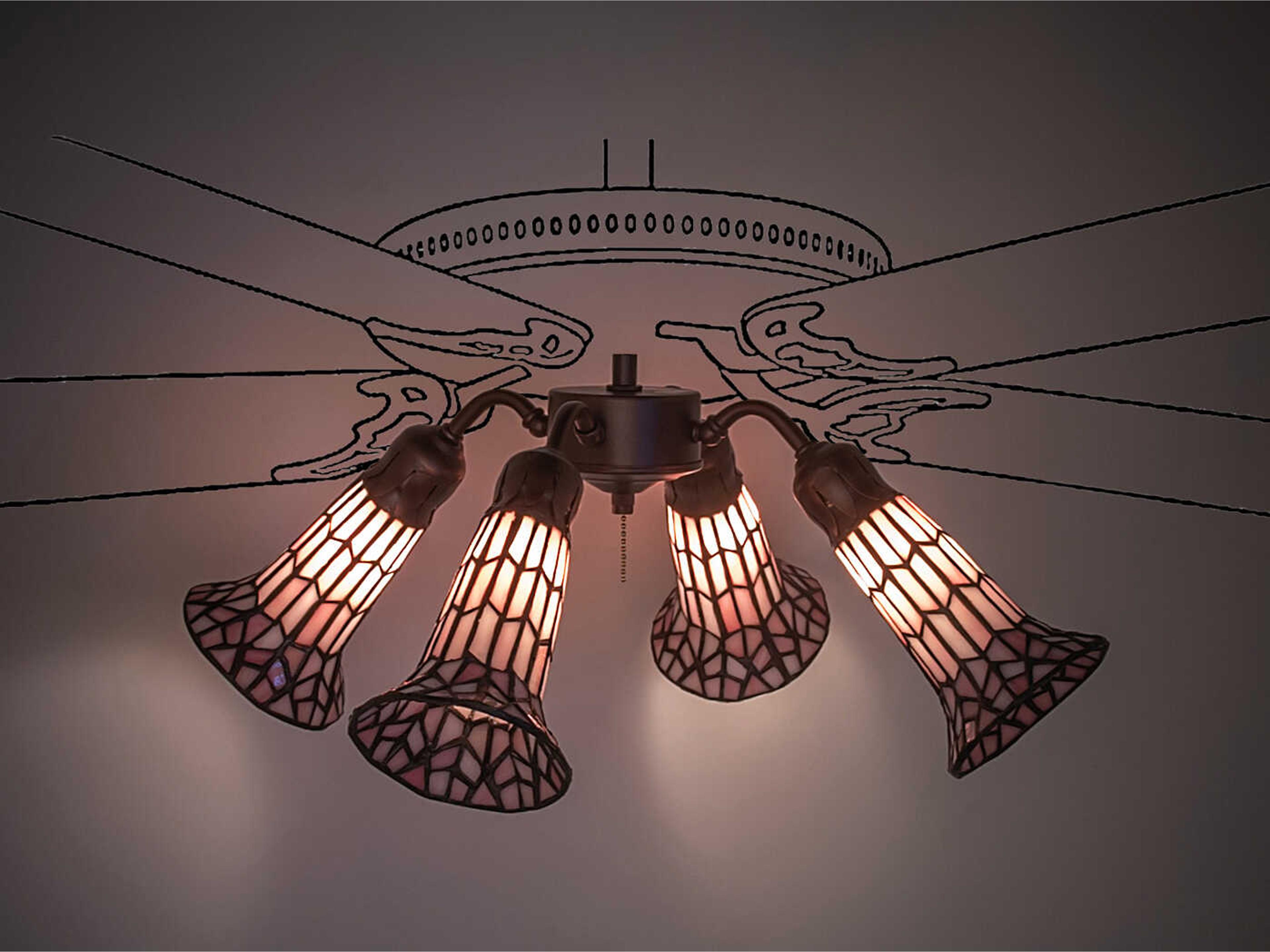 Meyda Stained Glass Pond Lily 4 - Light Fan Kit