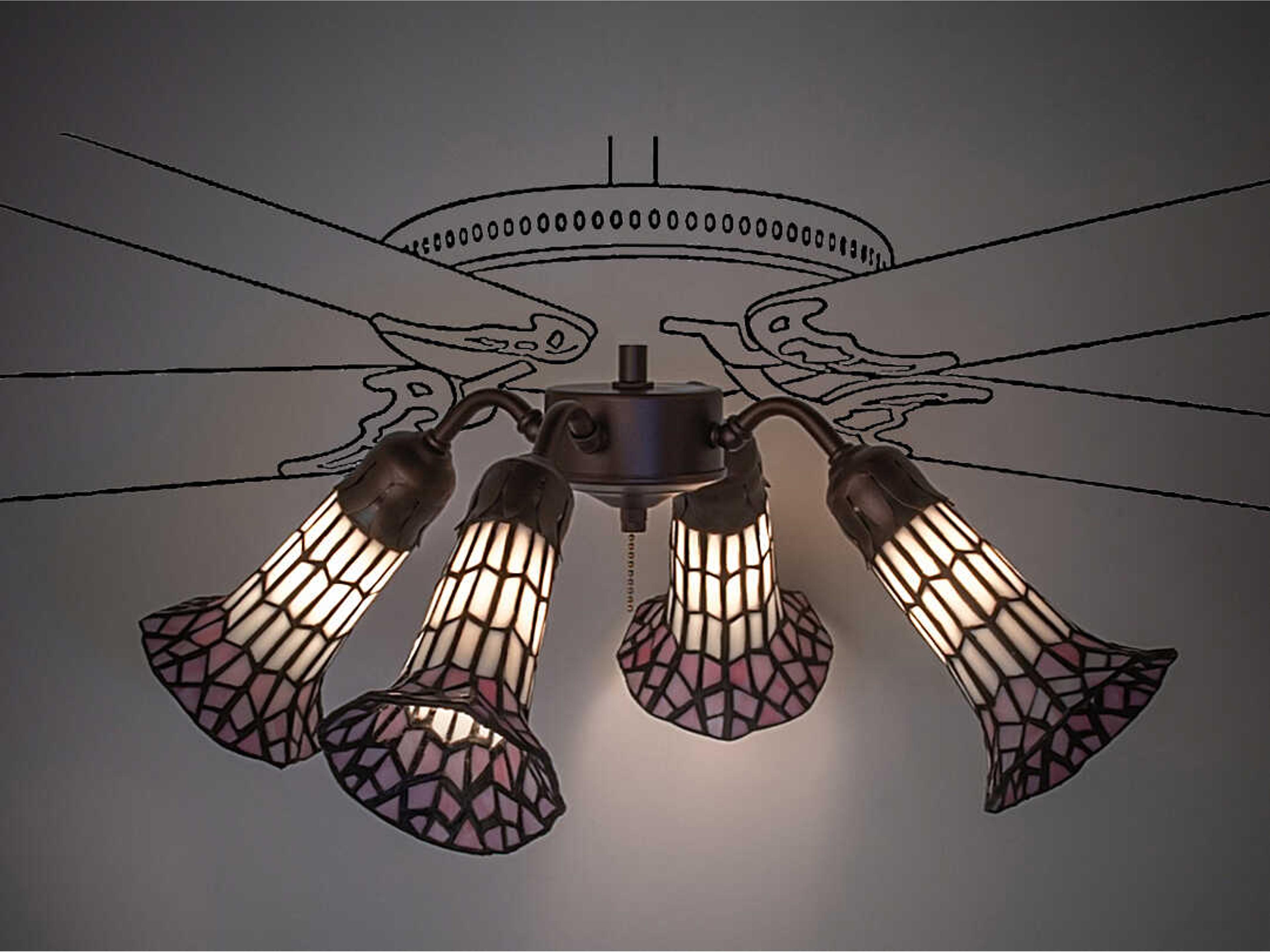 Meyda Stained Glass Pond Lily 4 - Light Fan Kit