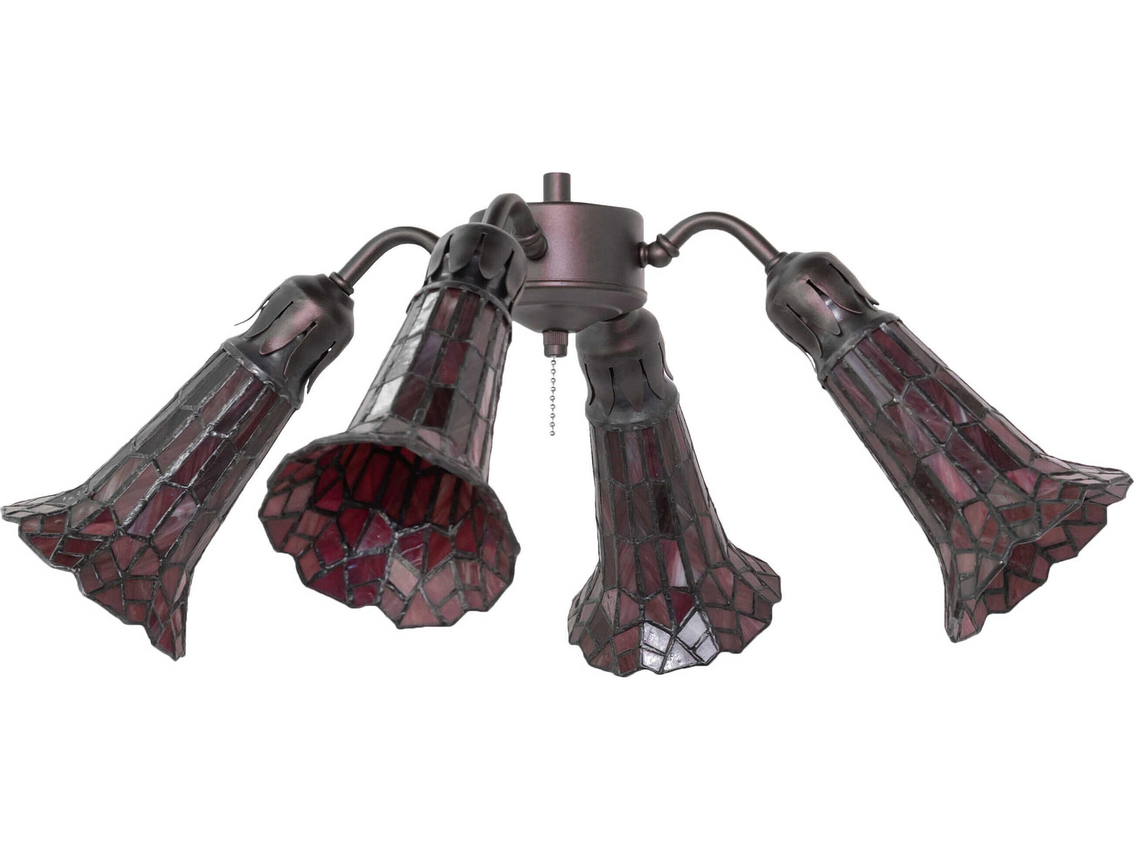 Meyda Stained Glass Pond Lily 4 - Light Fan Kit