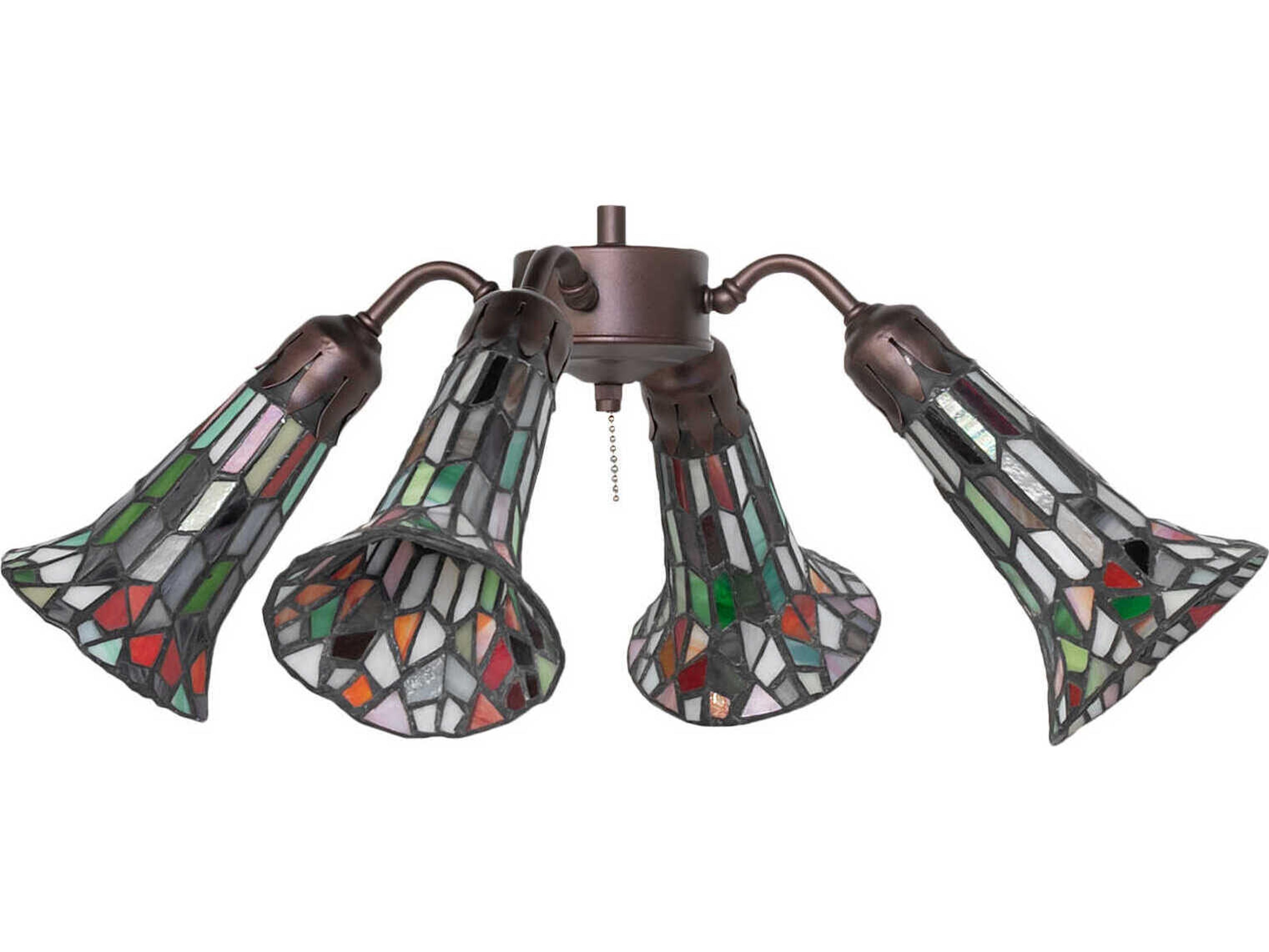 Meyda Stained Glass Pond Lily 4 - Light Fan Kit