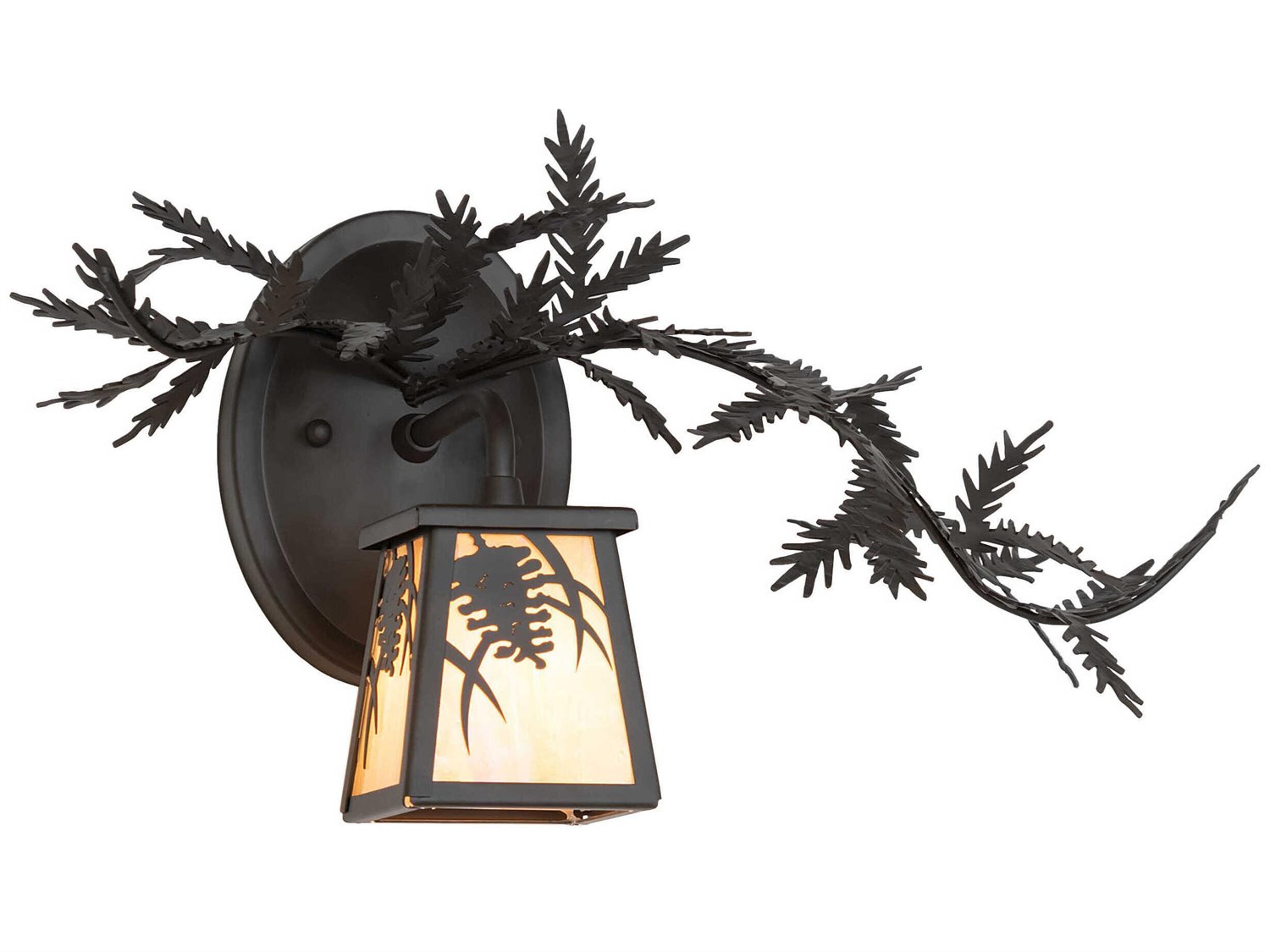 Pine Branch 1-Light Oil Rubbed Bronze Glass Wall Sconce