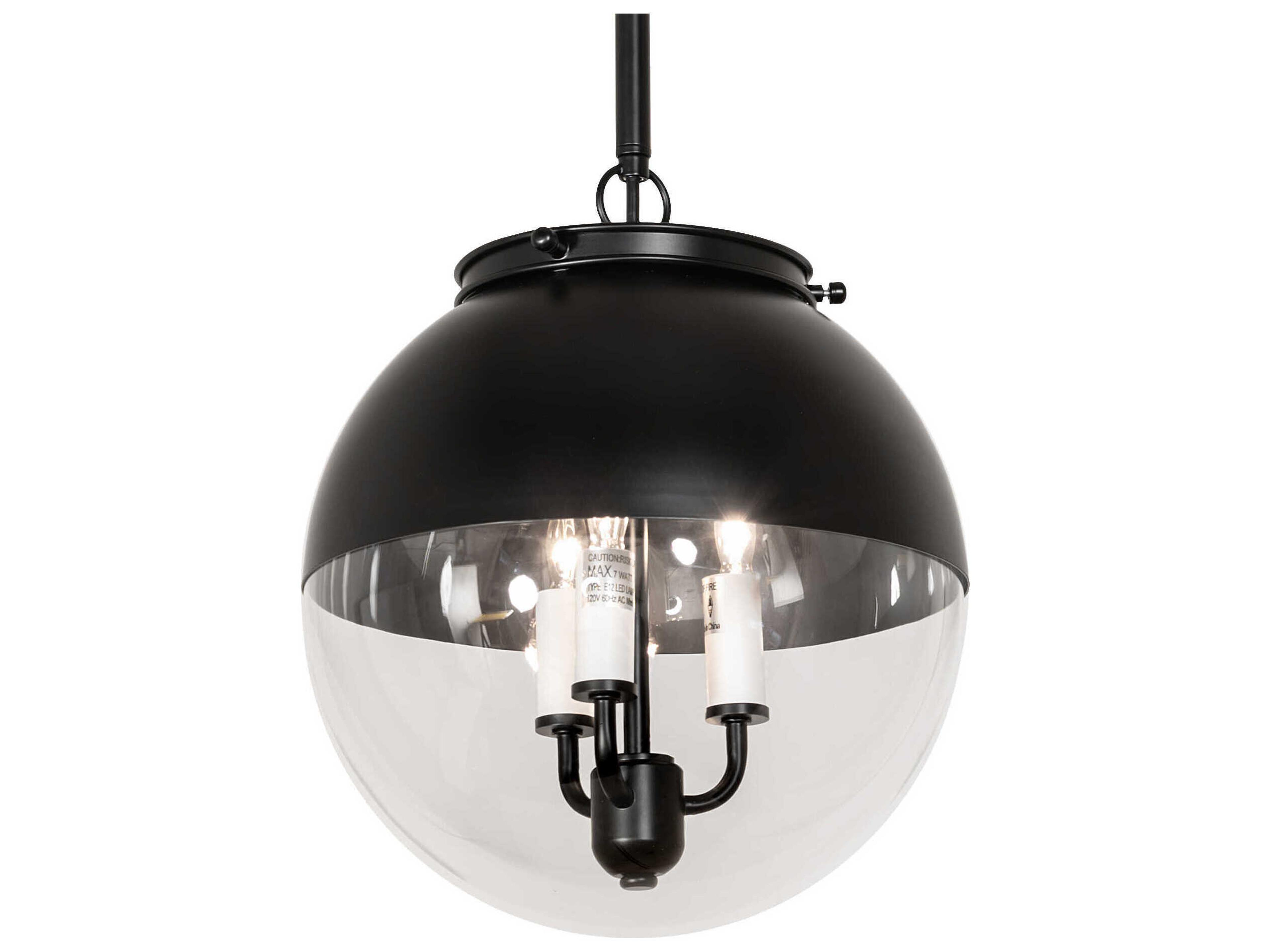 Bola 3-Light Matte Black Globe Mini Pendant