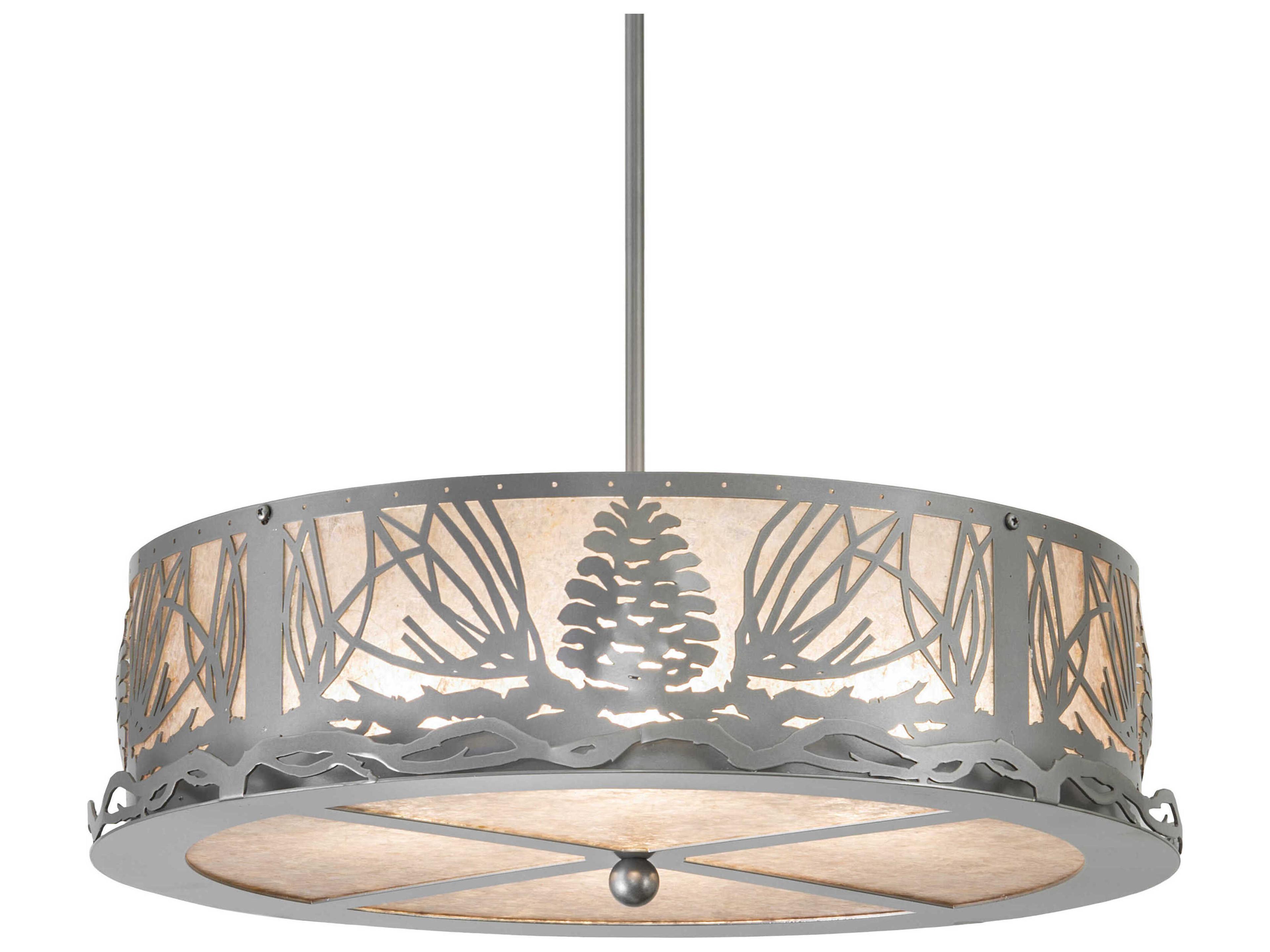 Mountain Pine 4-Light Nickel Drum Pendant