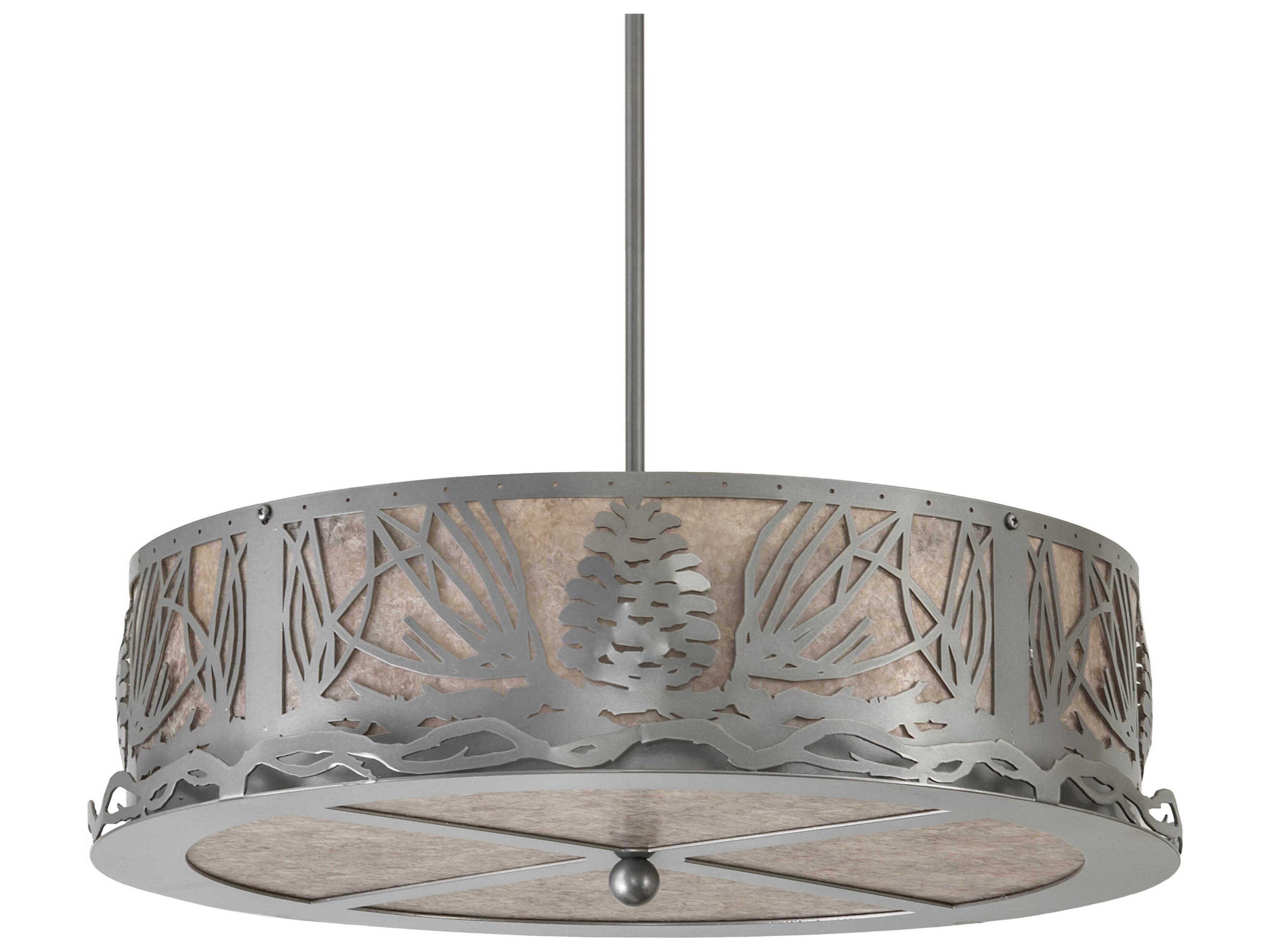 Meyda Mountain Pine 4-Light Nickel Drum Pendant