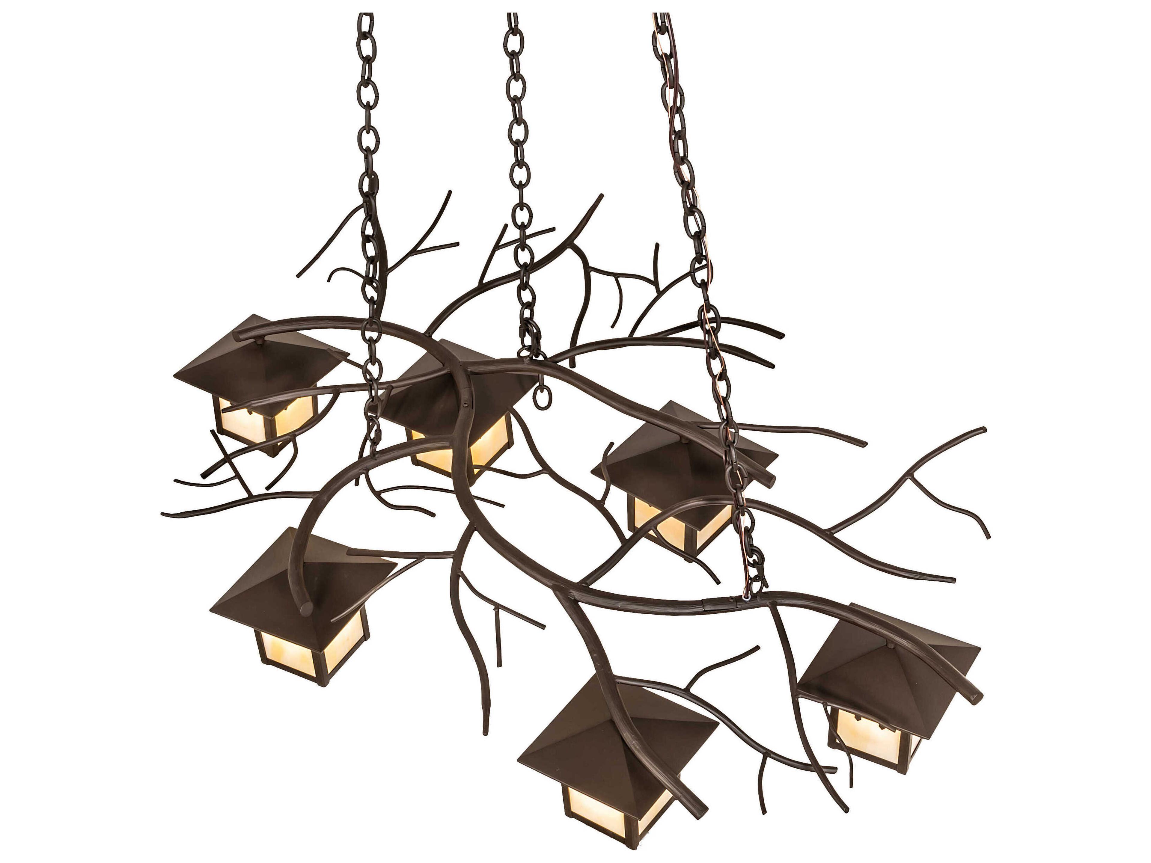 Meyda Winter Solstice 6-Light Oil Rubbed Bronze Glass Lantern Island Pendant