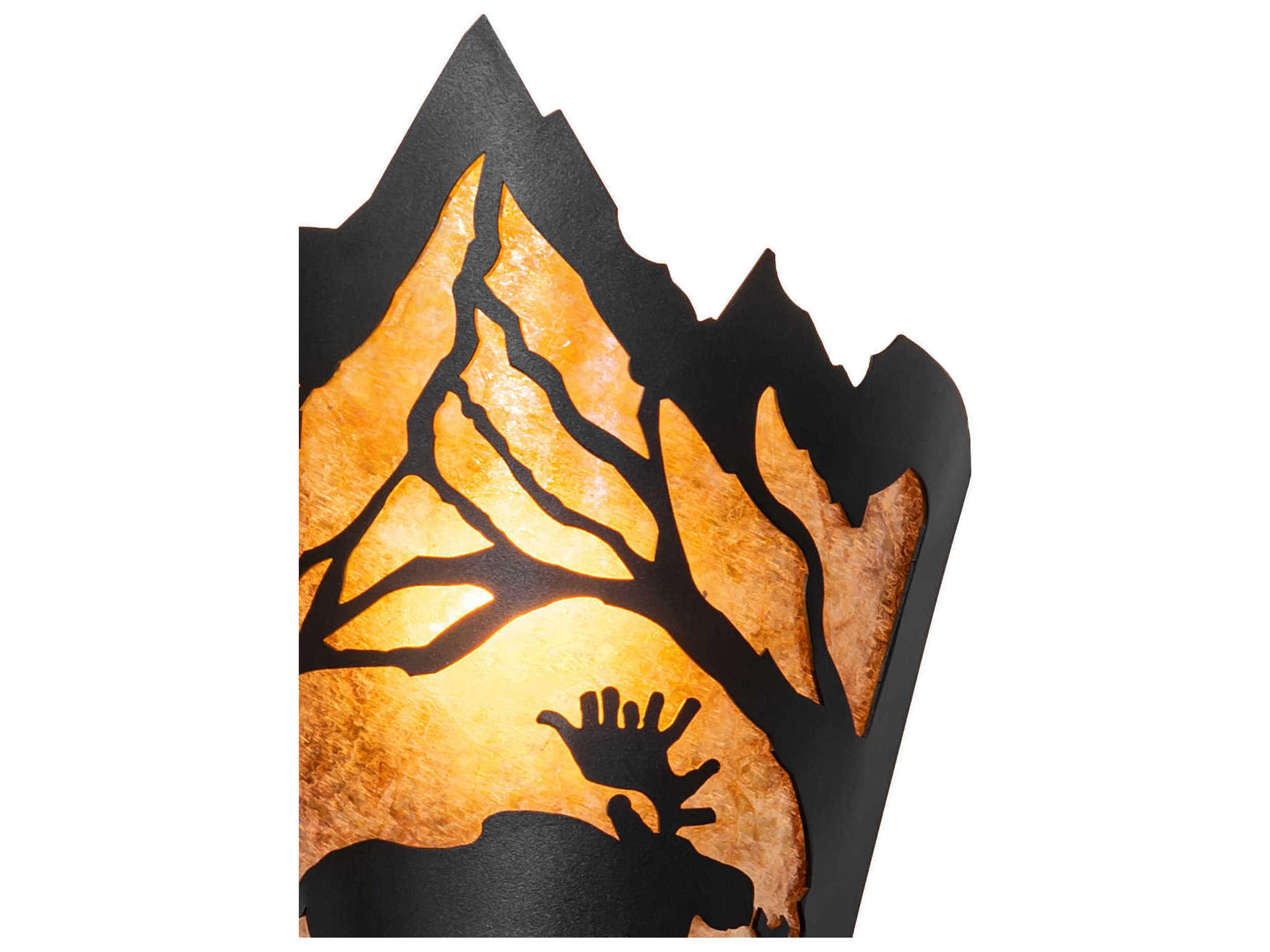 Meyda Moose At Dawn 1-Light Textured Black Glass Wall Sconce