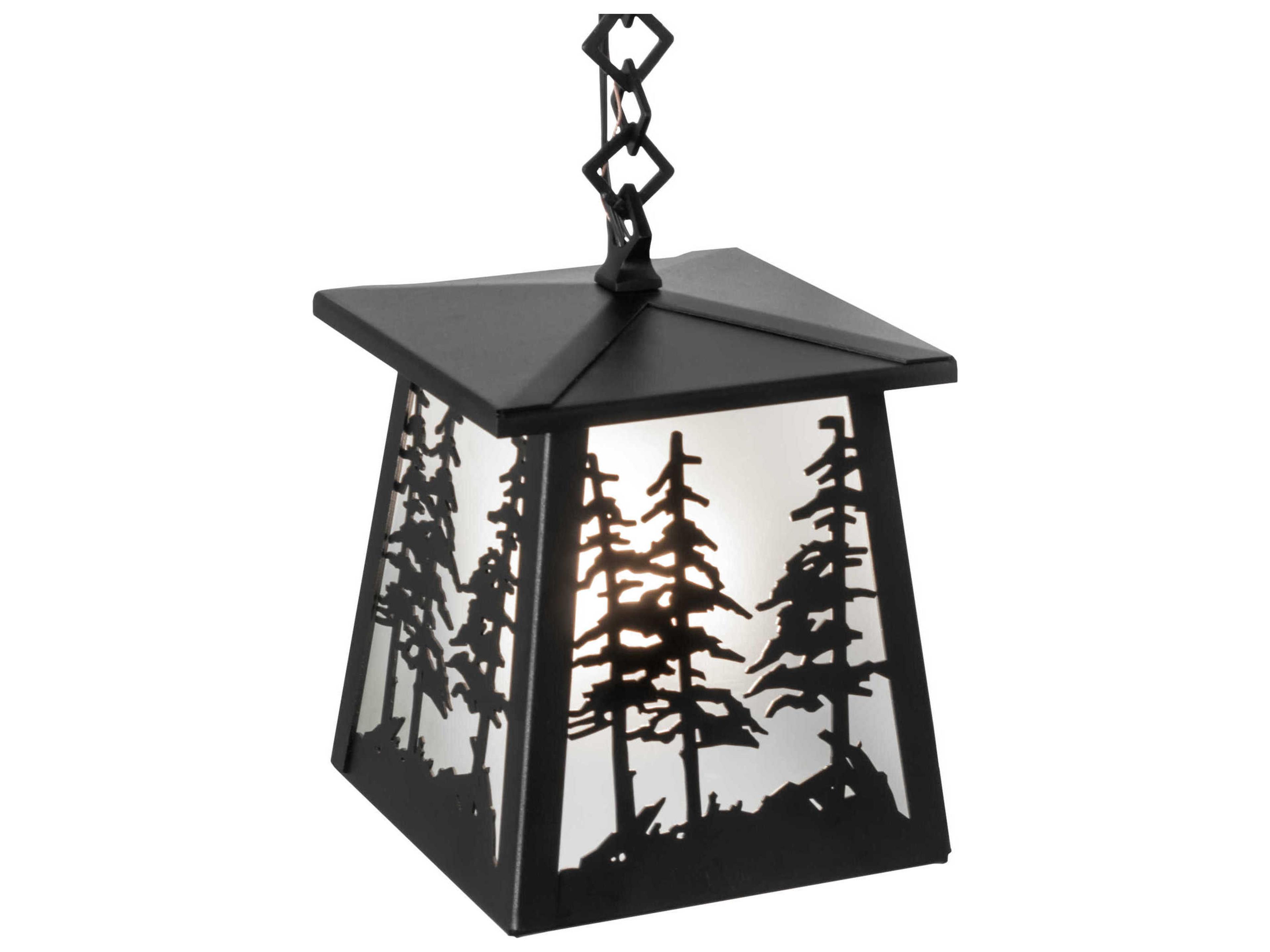 Meyda Stillwater Tall Pines 1-Light Textured Black Lantern Mini Pendant