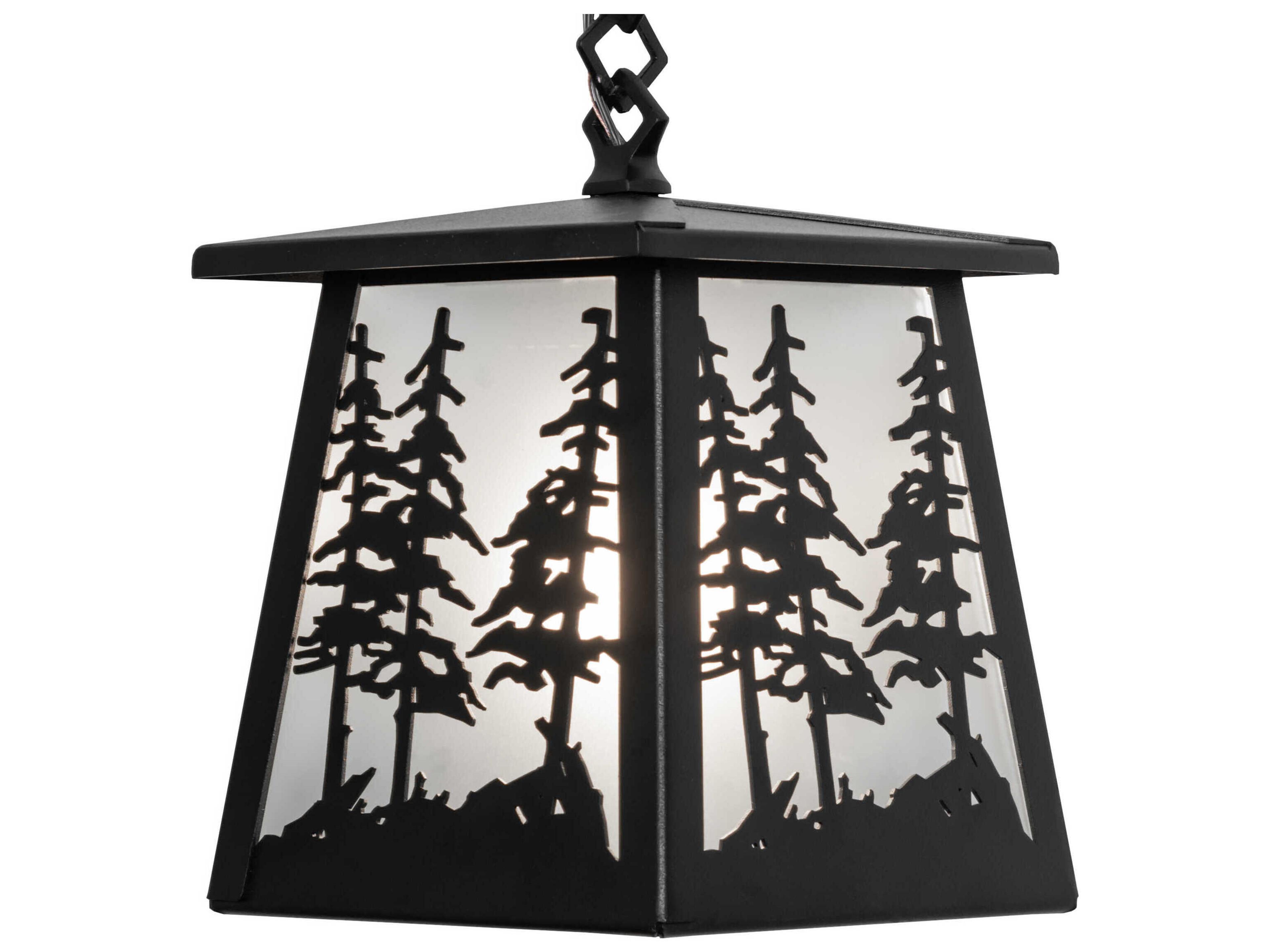 Meyda Stillwater Tall Pines 1-Light Textured Black Lantern Mini Pendant