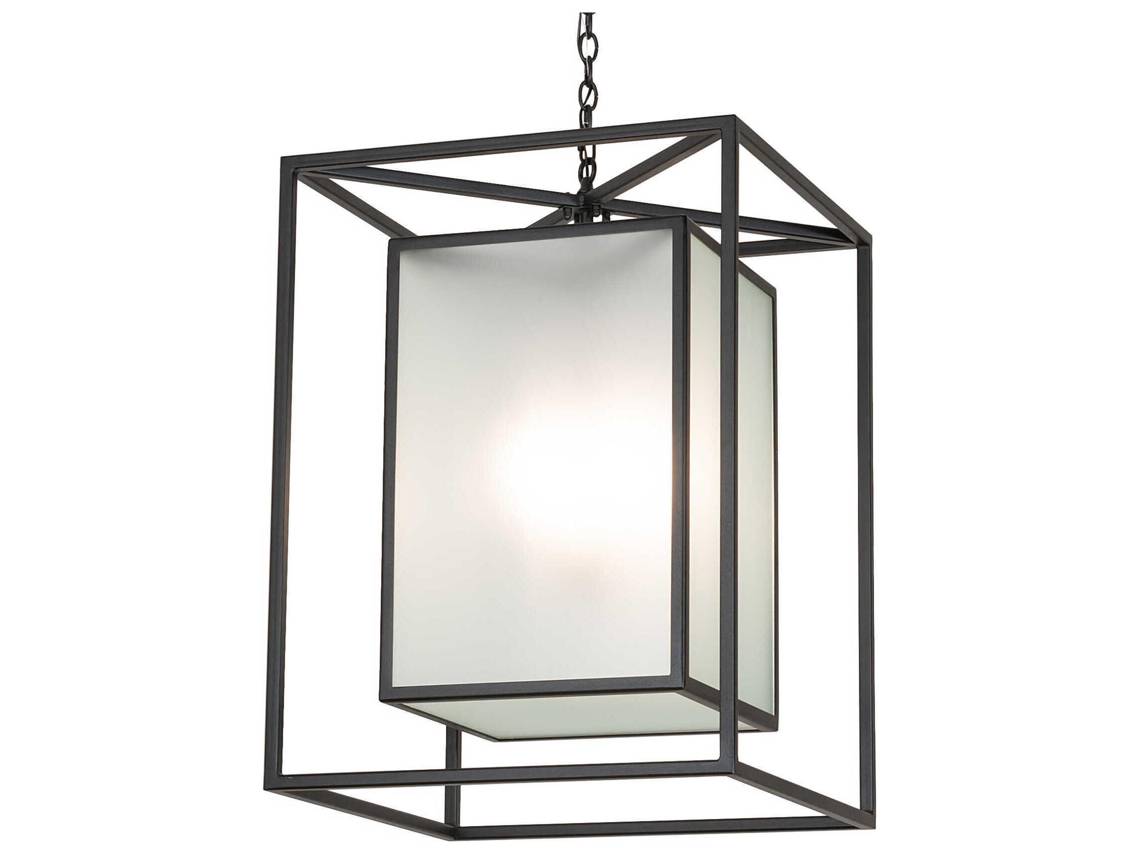 Kitzi Box 4-Light Textured Black Geometric Pendant