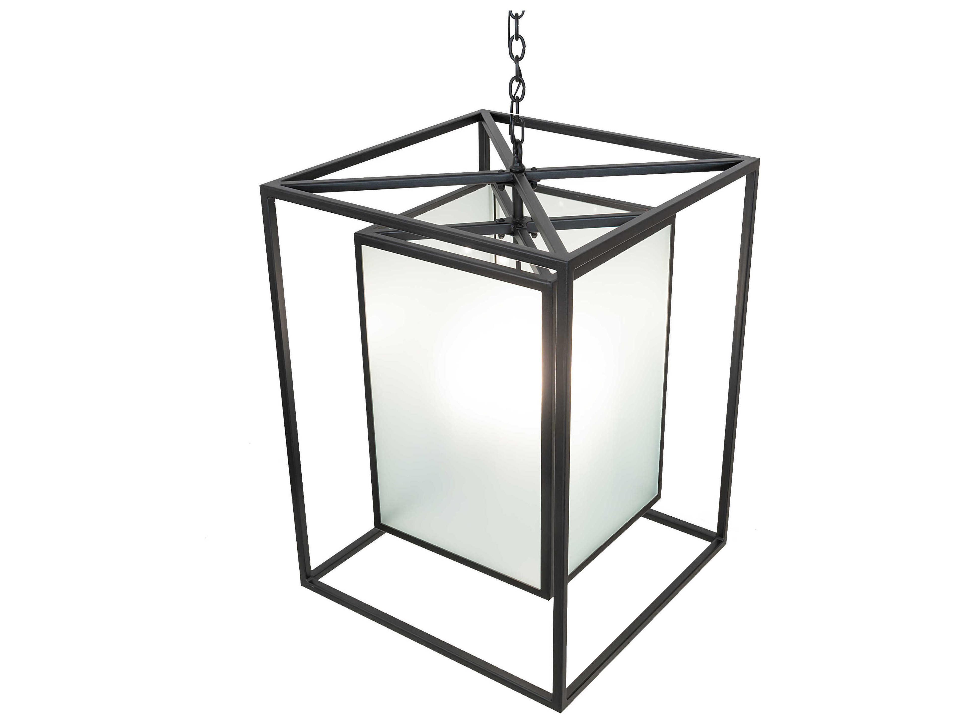 Meyda Kitzi Box 4-Light Textured Black Geometric Pendant