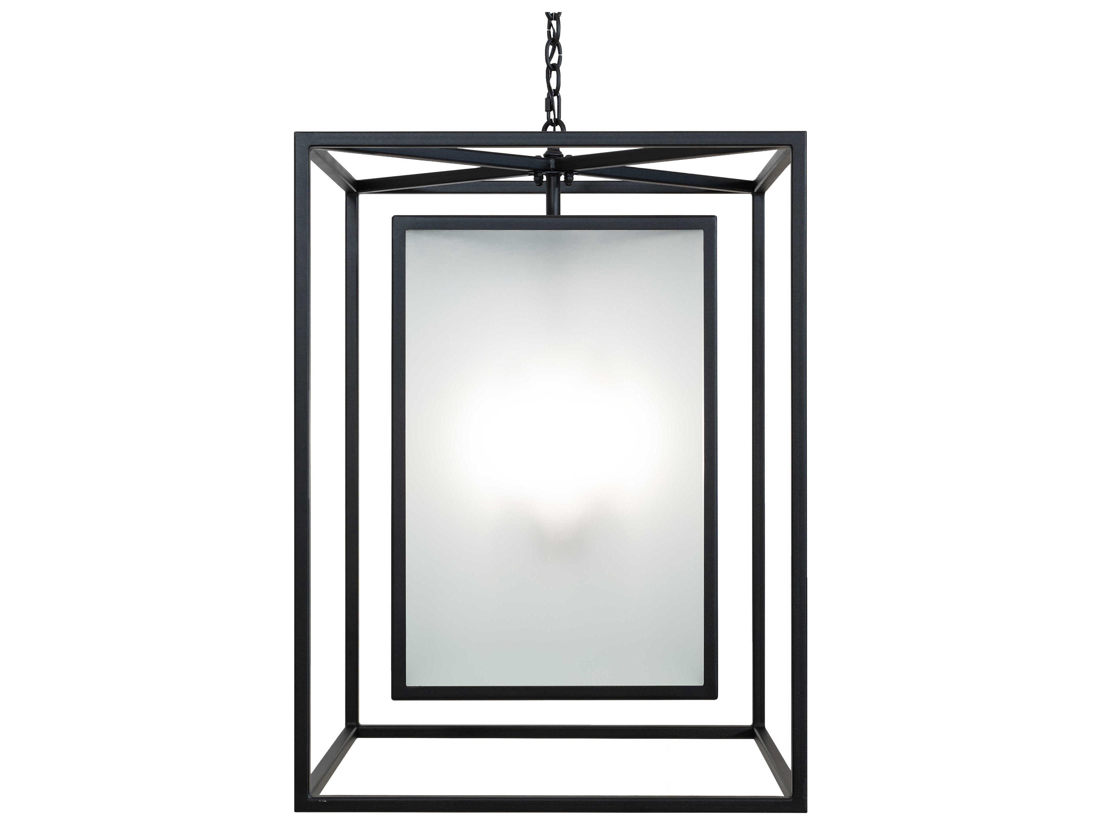 Meyda Kitzi Box 4-Light Textured Black Geometric Pendant