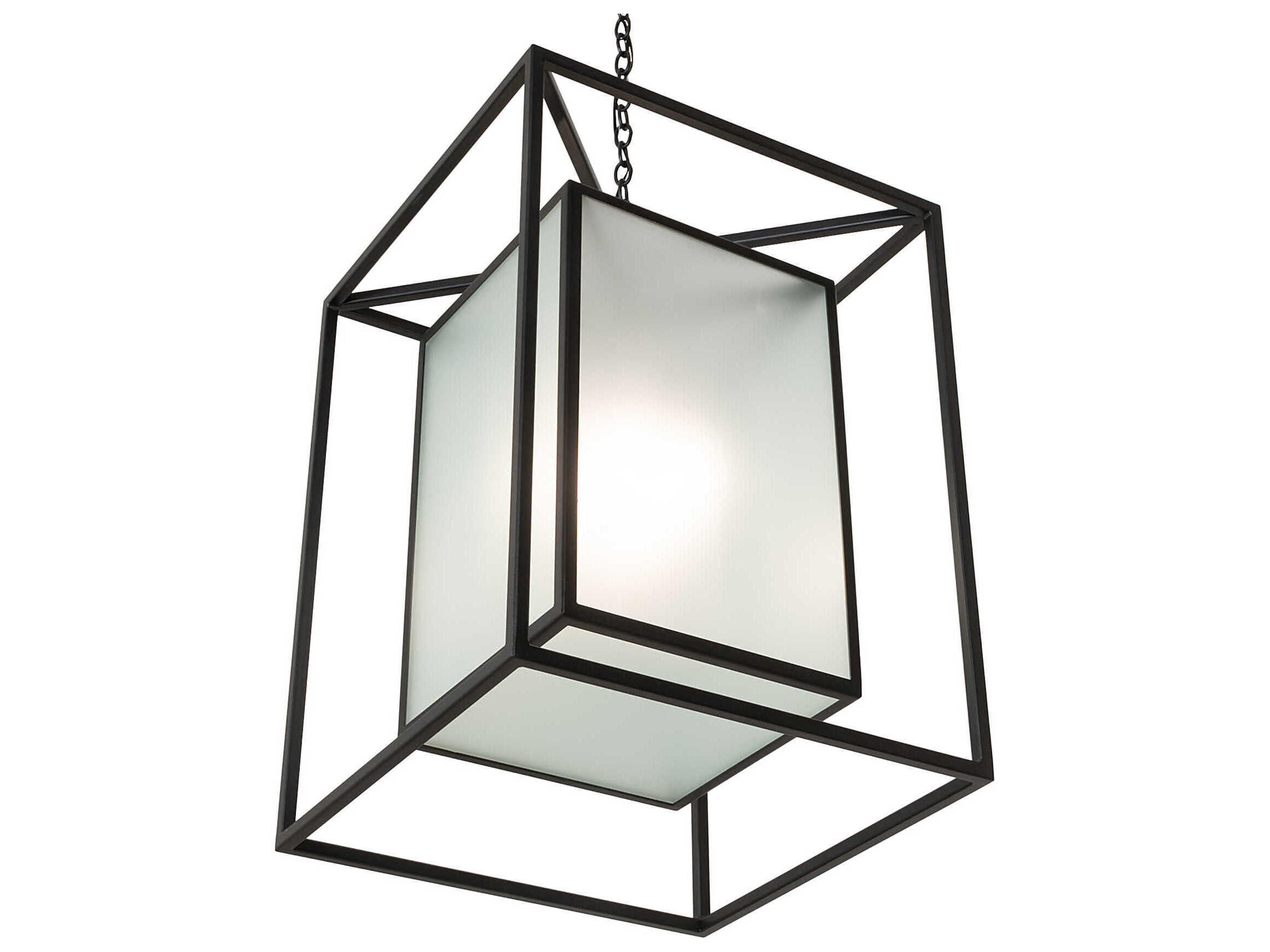 Meyda Kitzi Box 4-Light Textured Black Geometric Pendant
