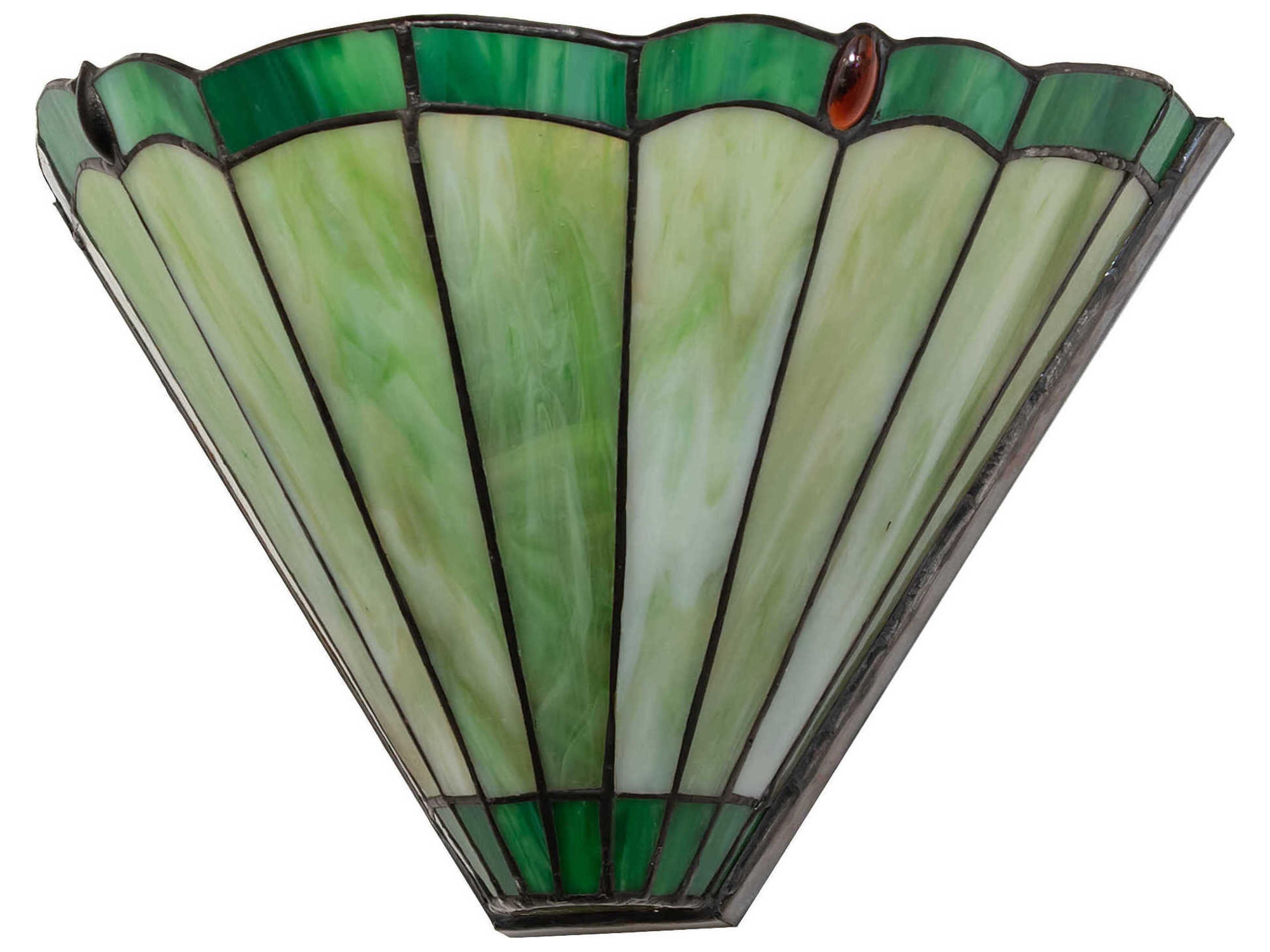 Meyda Caprice 2-Light Antique Brass Green Glass Tiffany Wall Sconce
