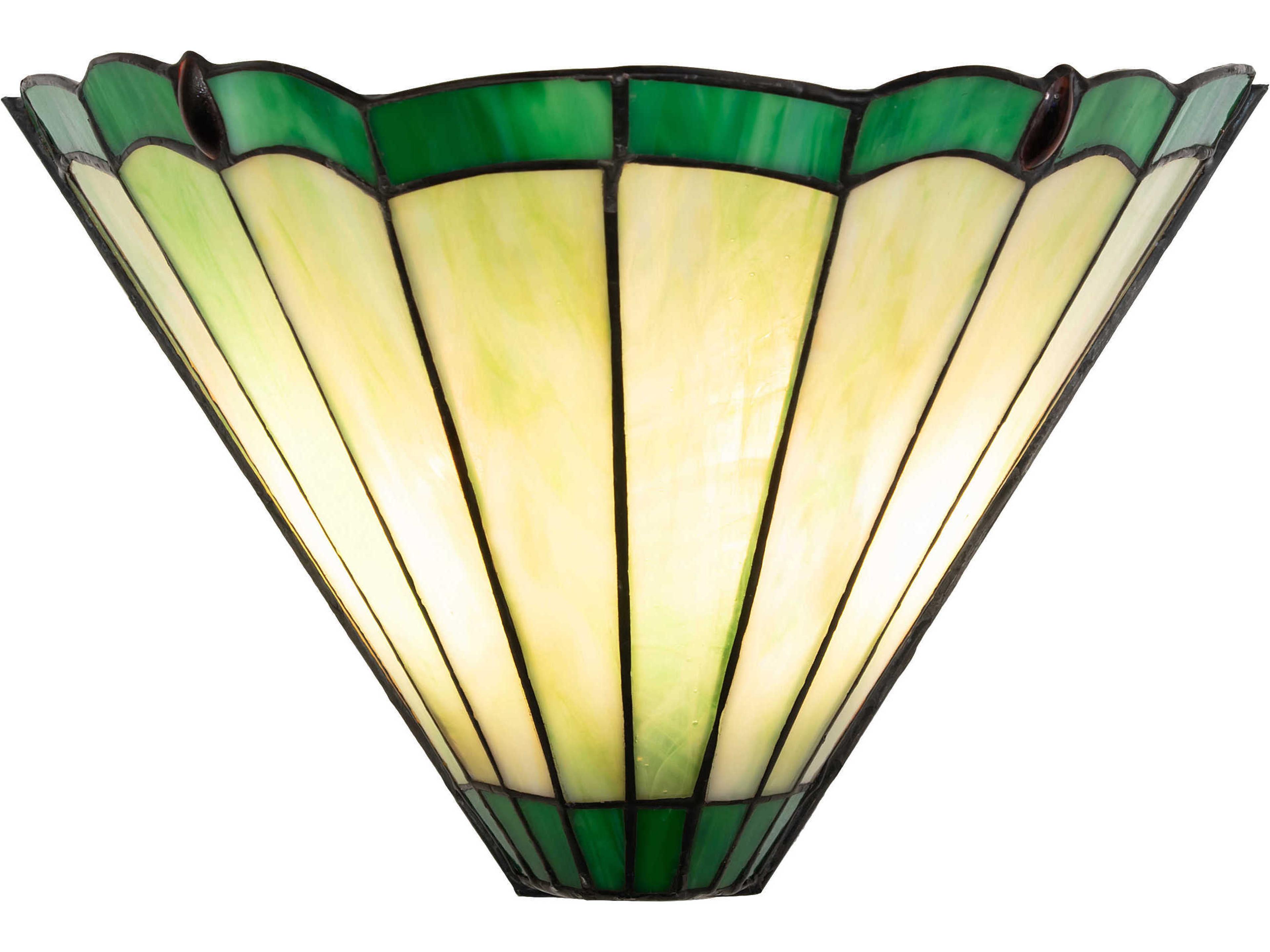 Meyda Caprice 2-Light Antique Brass Green Glass Tiffany Wall Sconce