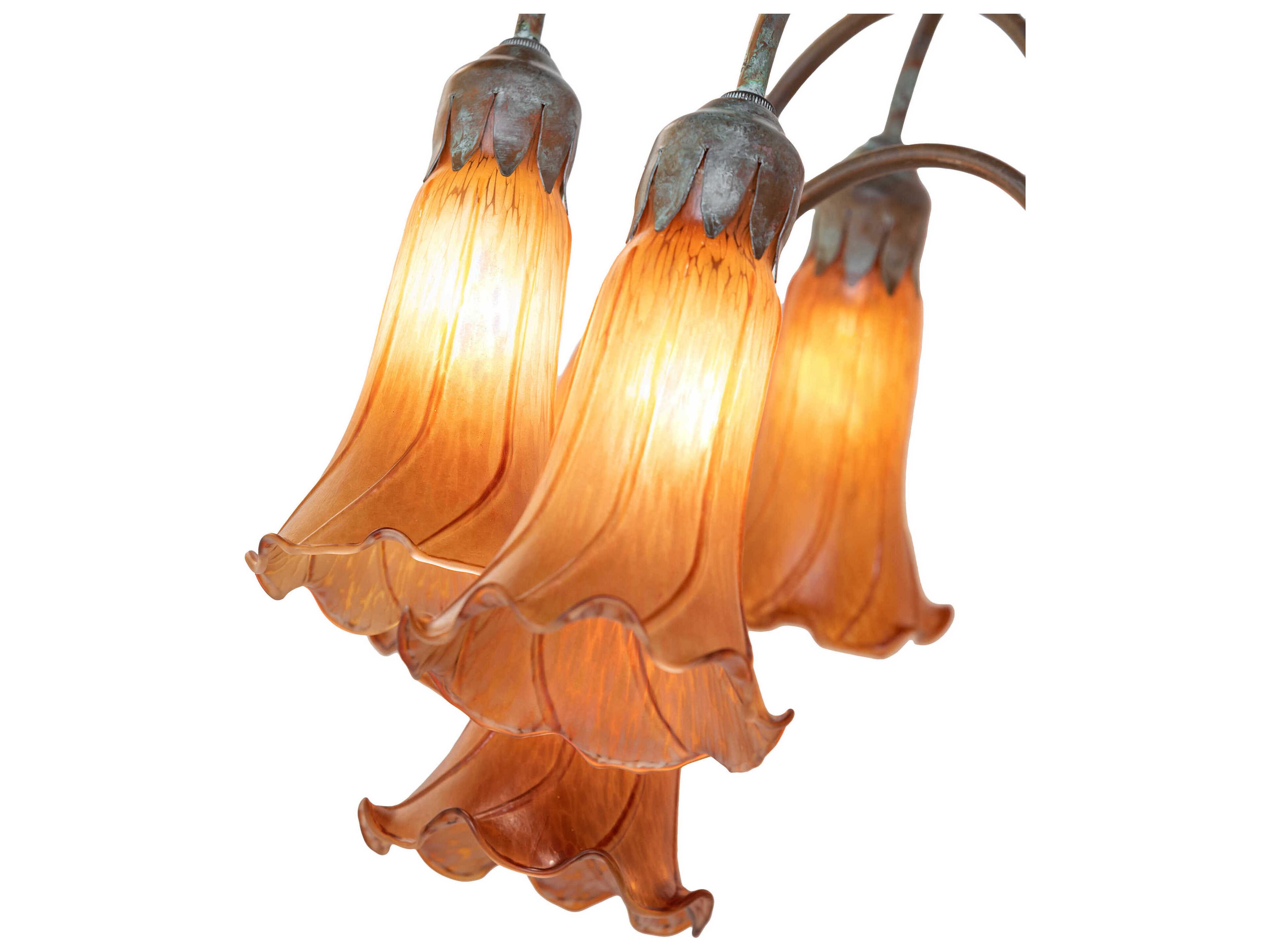 Meyda Pond Lily Bronze Amber Glass Floor Lamp with Shade