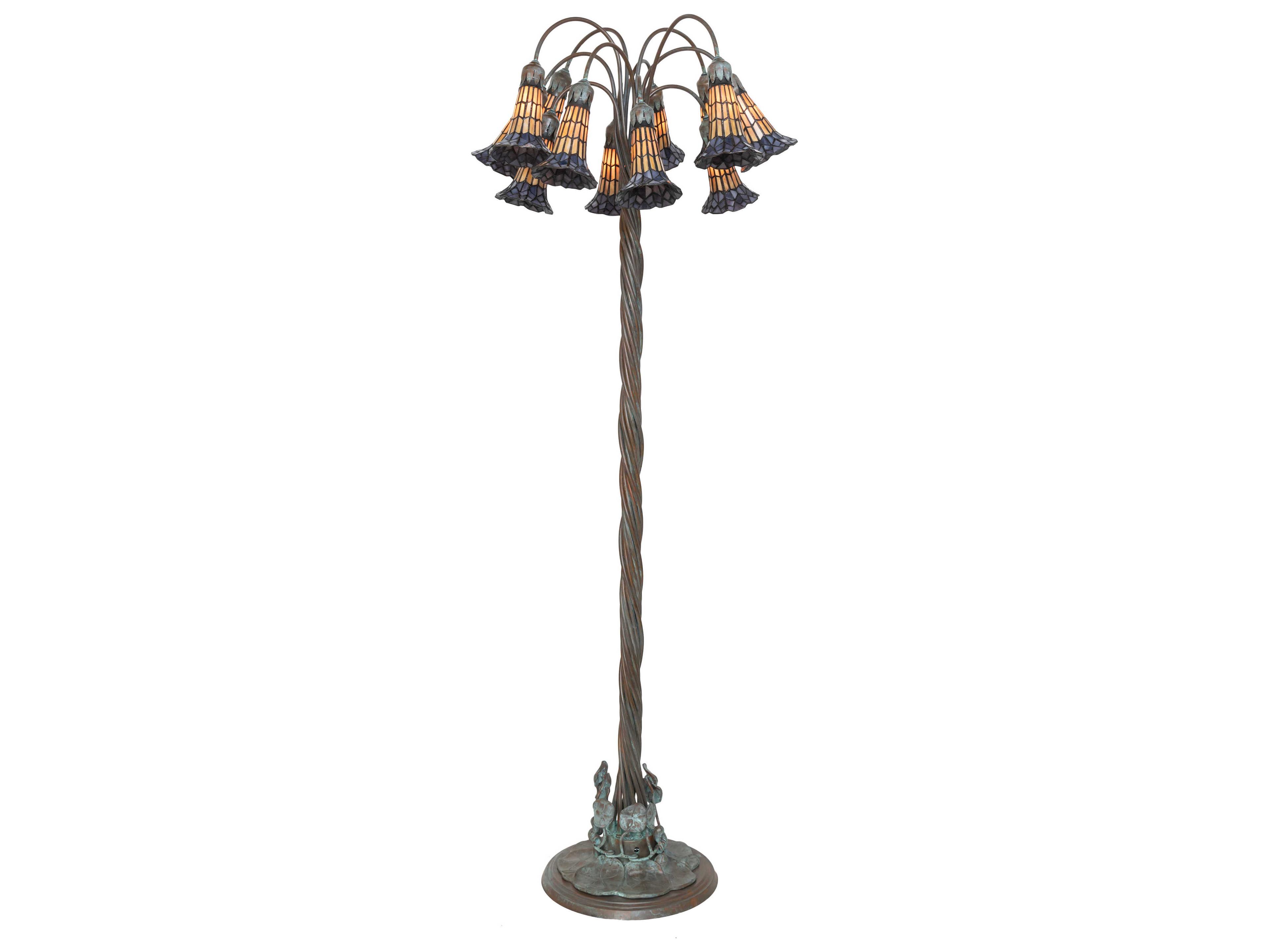 Stained Glass Pond Lily Bronze Floor Lamp