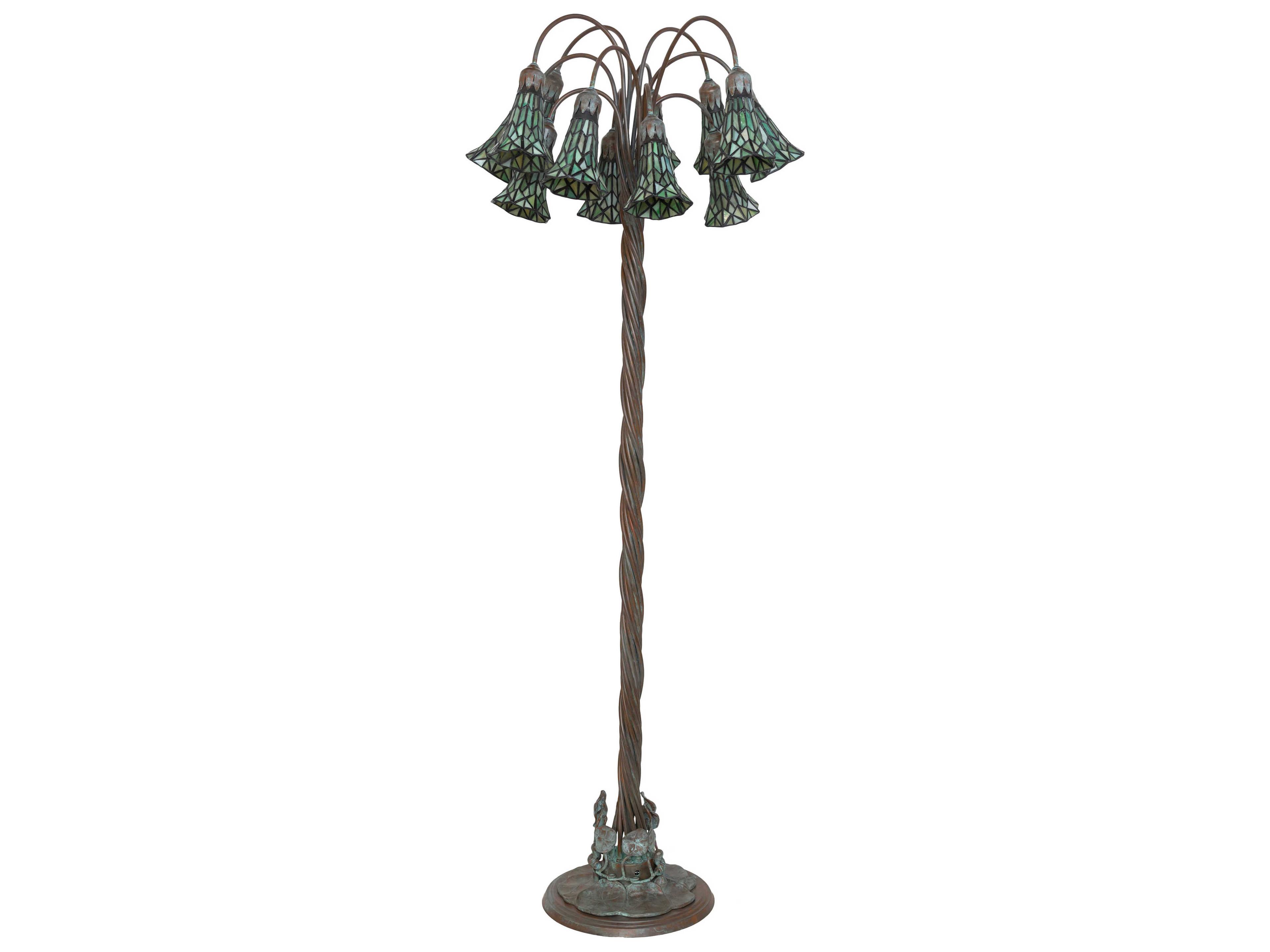 Meyda Stained Glass Pond Lily Bronze Floor Lamp