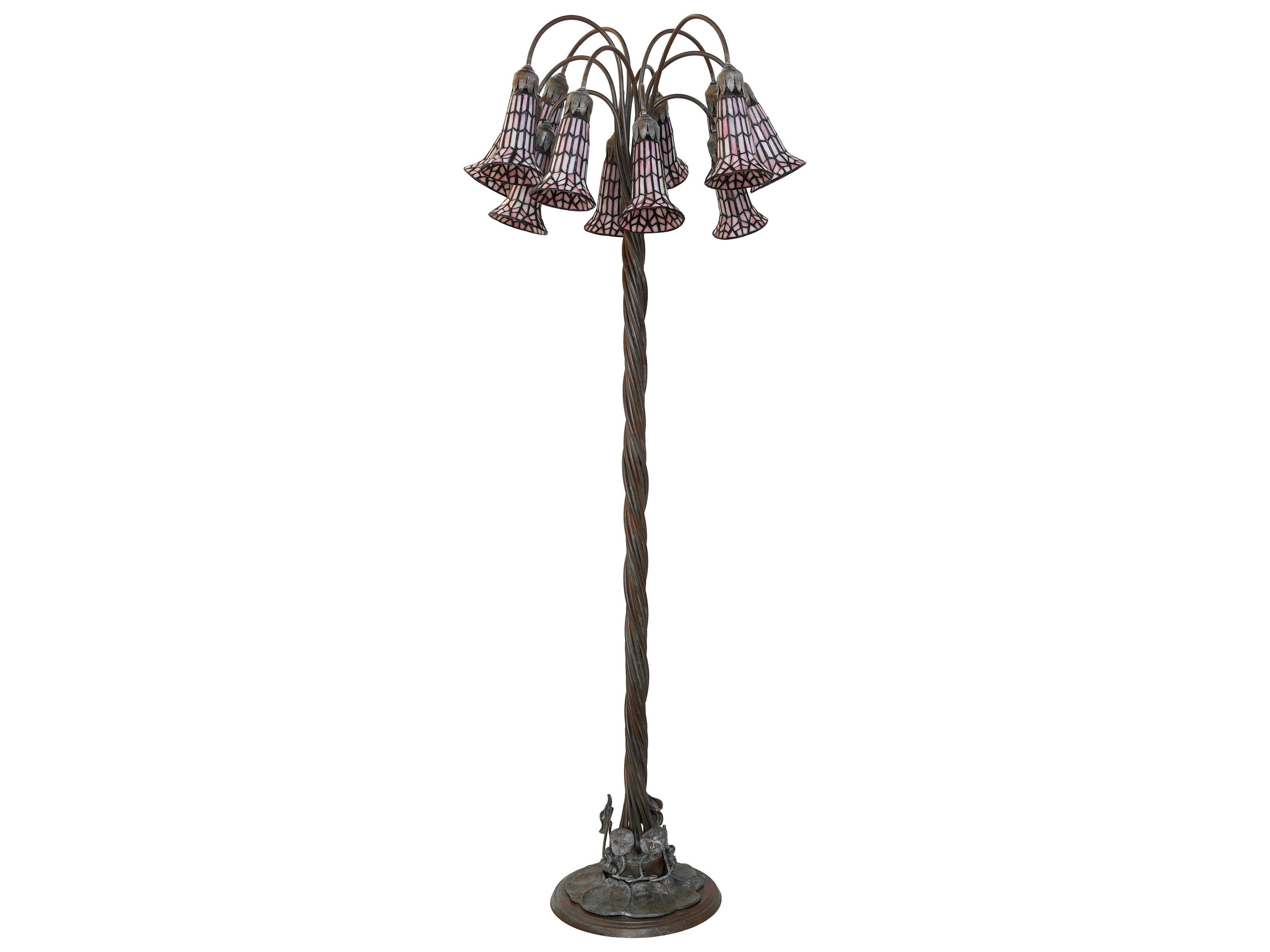Meyda Stained Glass Pond Lily Bronze Floor Lamp