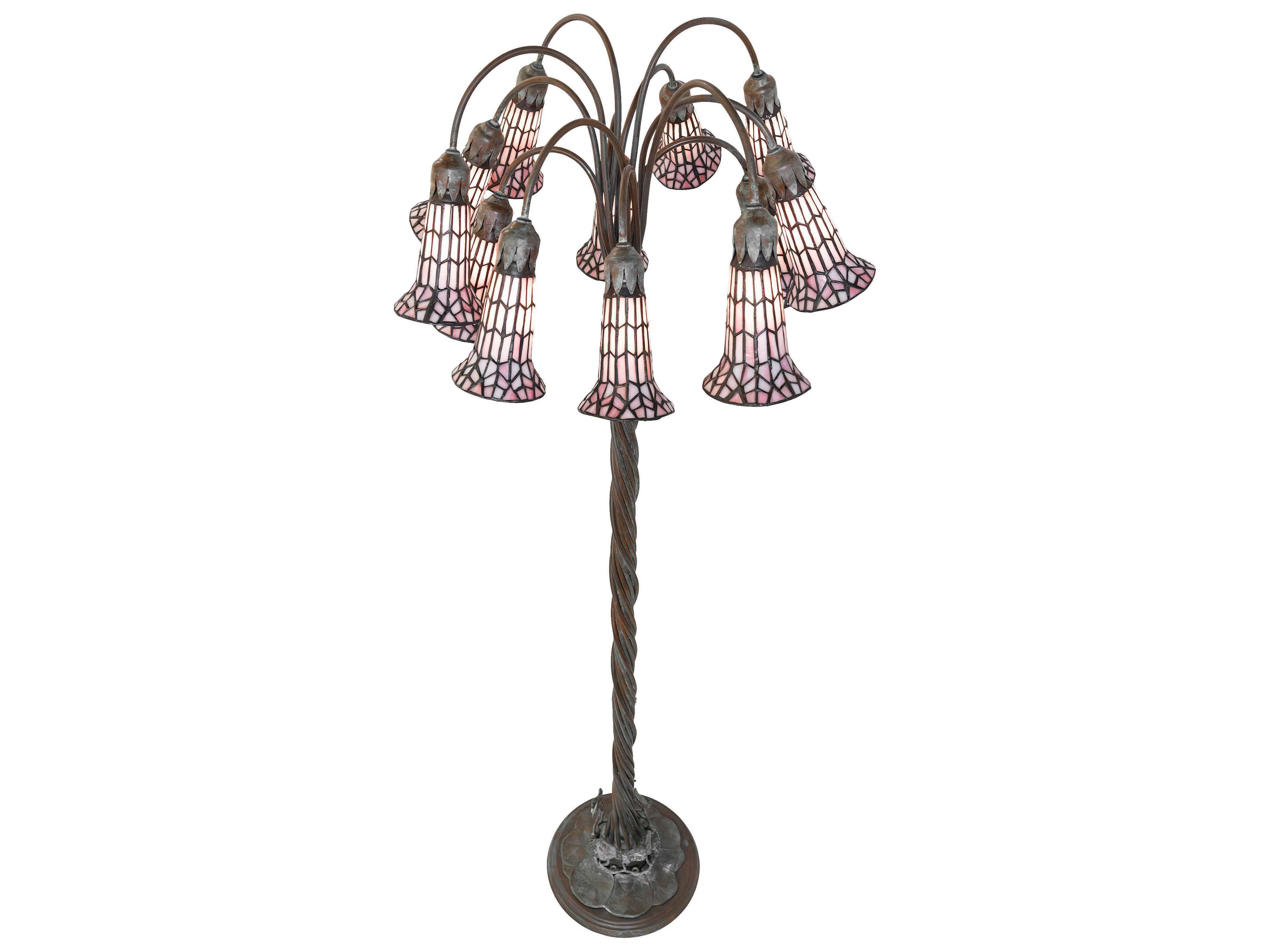 Meyda Stained Glass Pond Lily Bronze Floor Lamp