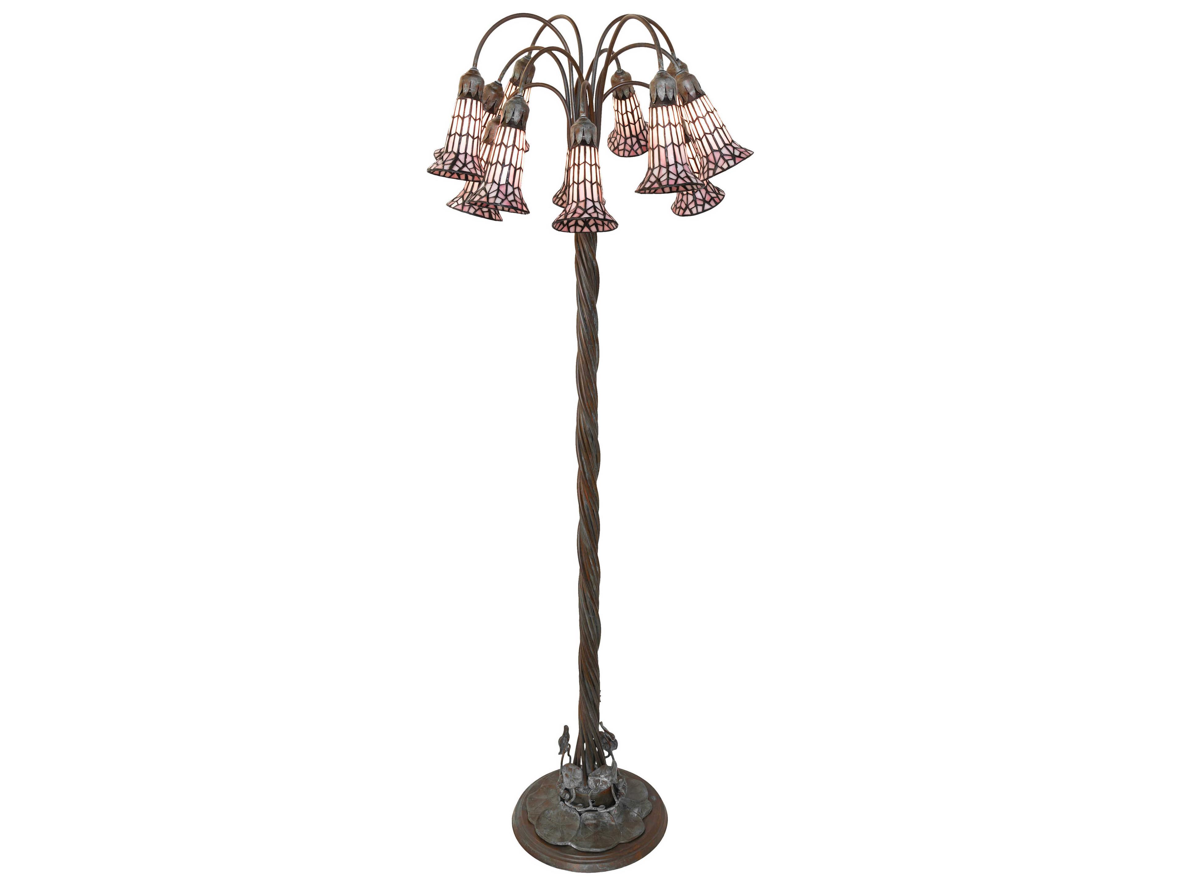 Meyda Stained Glass Pond Lily Bronze Floor Lamp