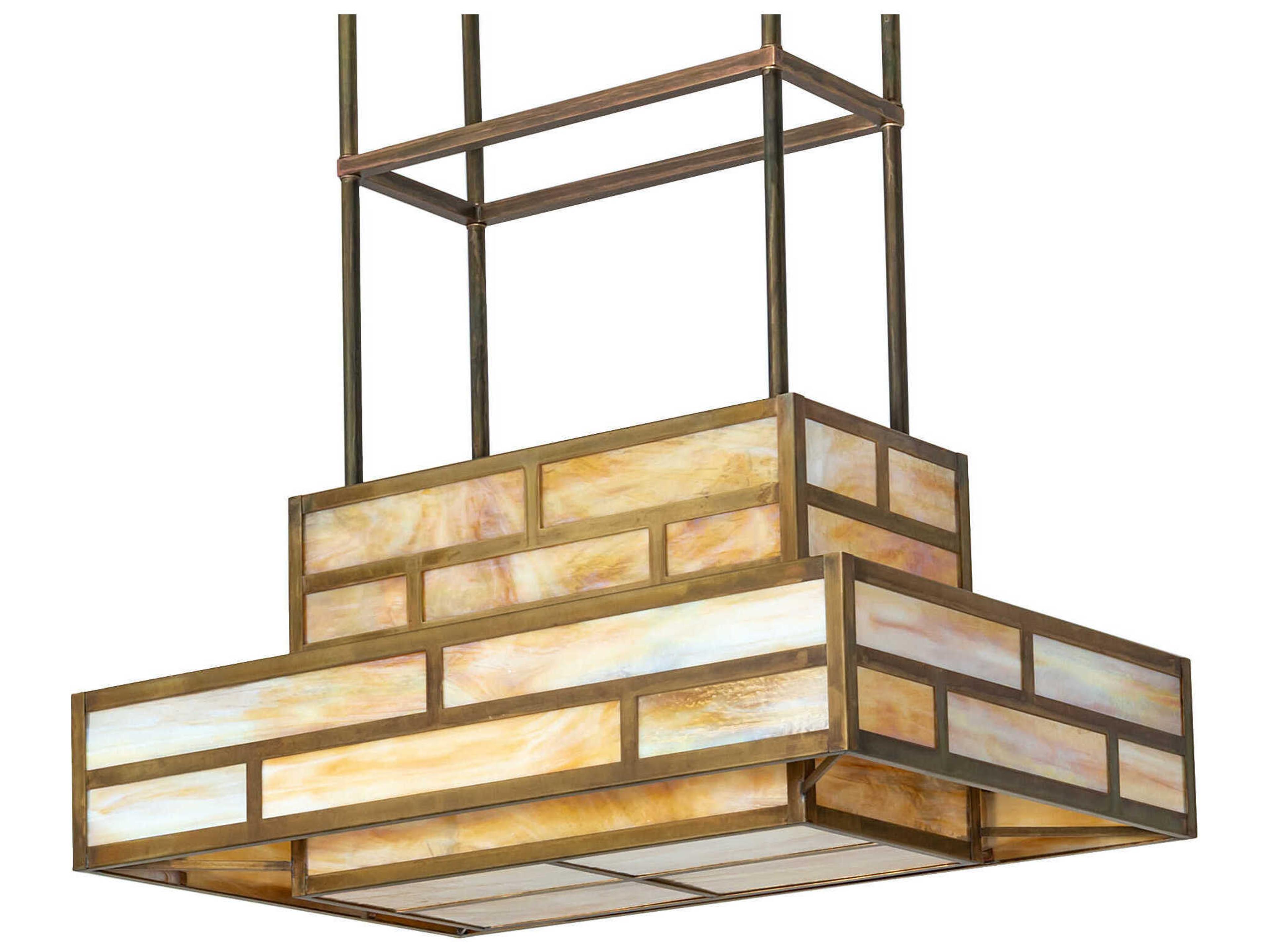 Meyda Hyde Park T Mission 8-Light Vintage Brass Pendant