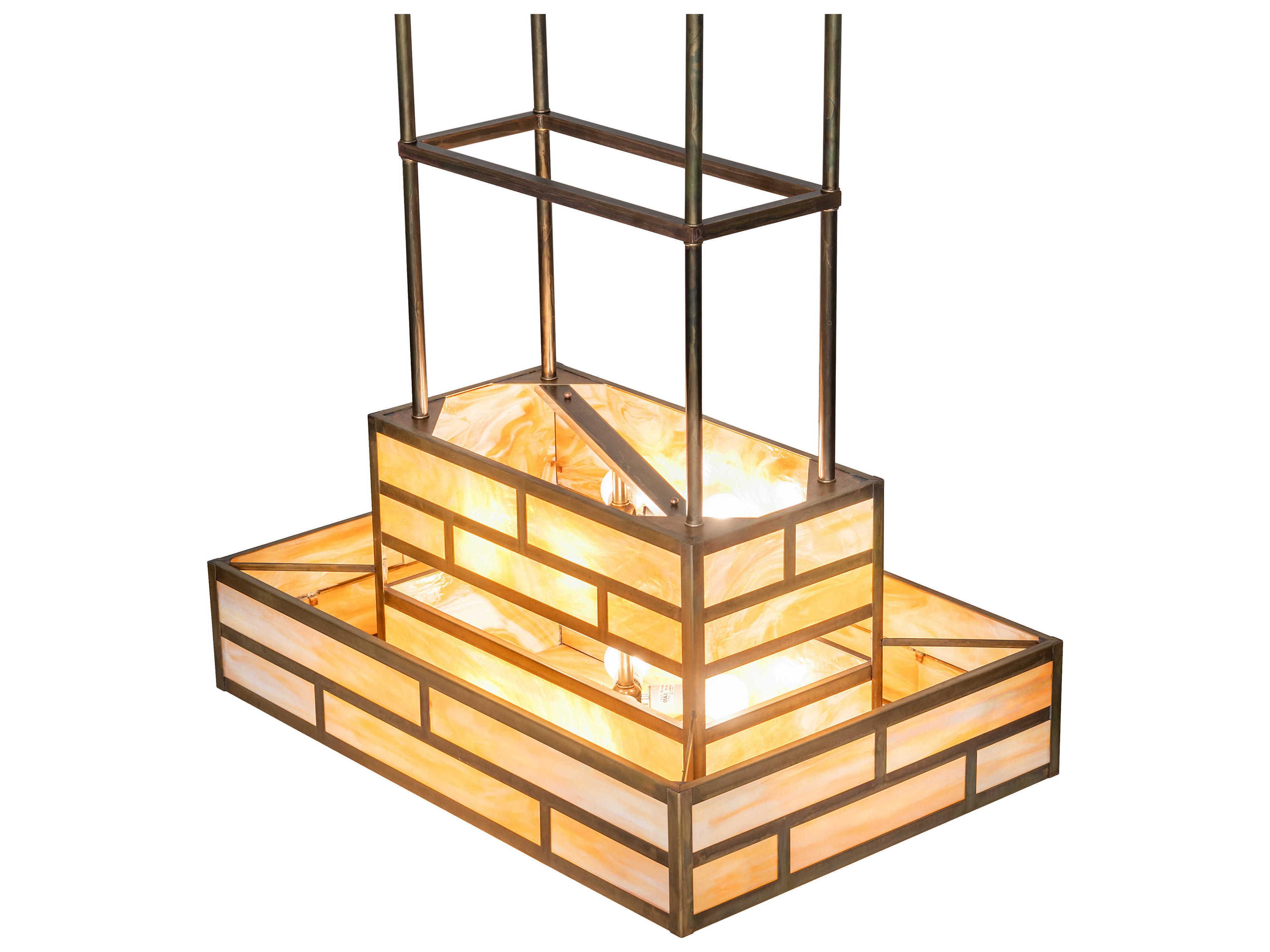 Meyda Hyde Park T Mission 8-Light Vintage Brass Pendant