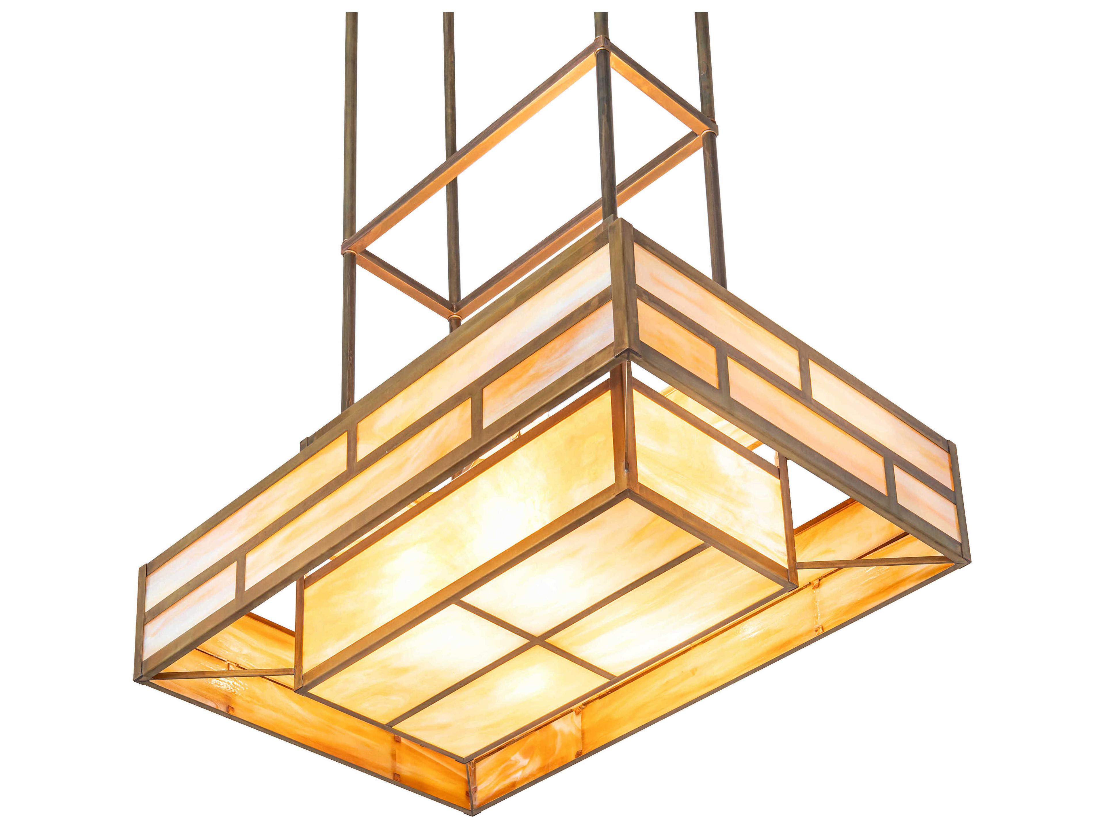 Meyda Hyde Park T Mission 8-Light Vintage Brass Pendant