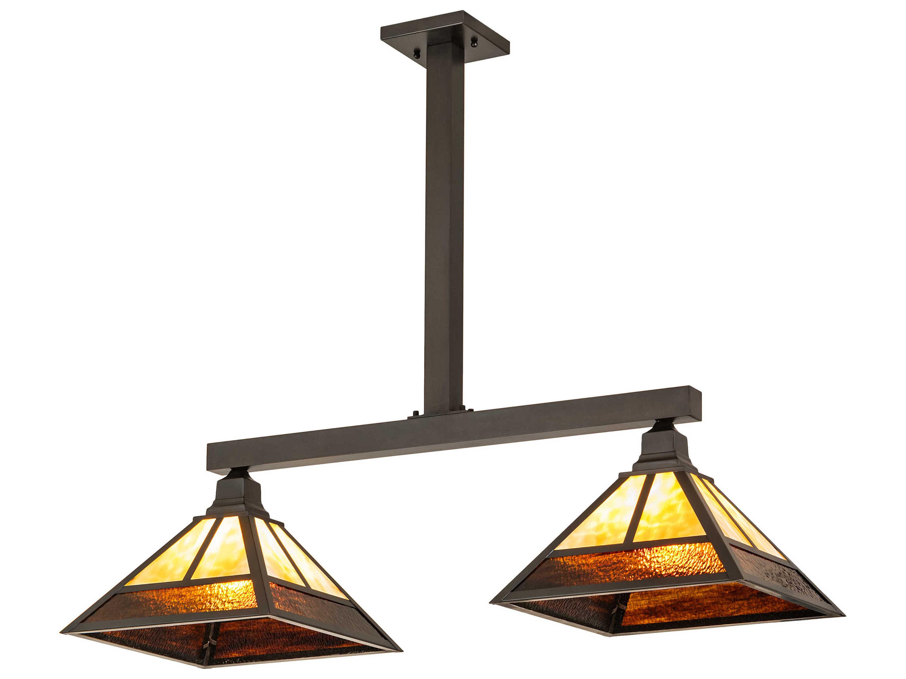 Hyde Park T Mission 2-Light Craftsman Brown Island Pendant