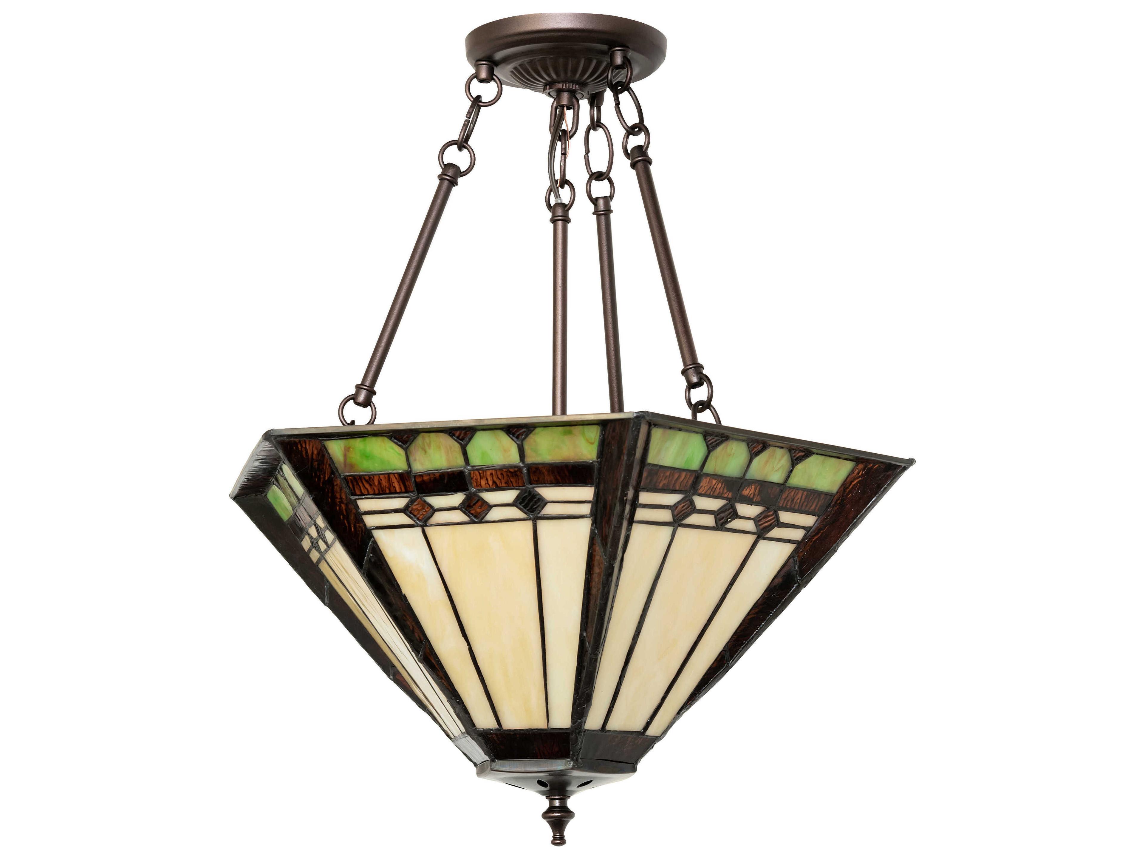 Meyda Albuquerque 3-Light Mahogany Bronze Geometric Semi Flush Mount