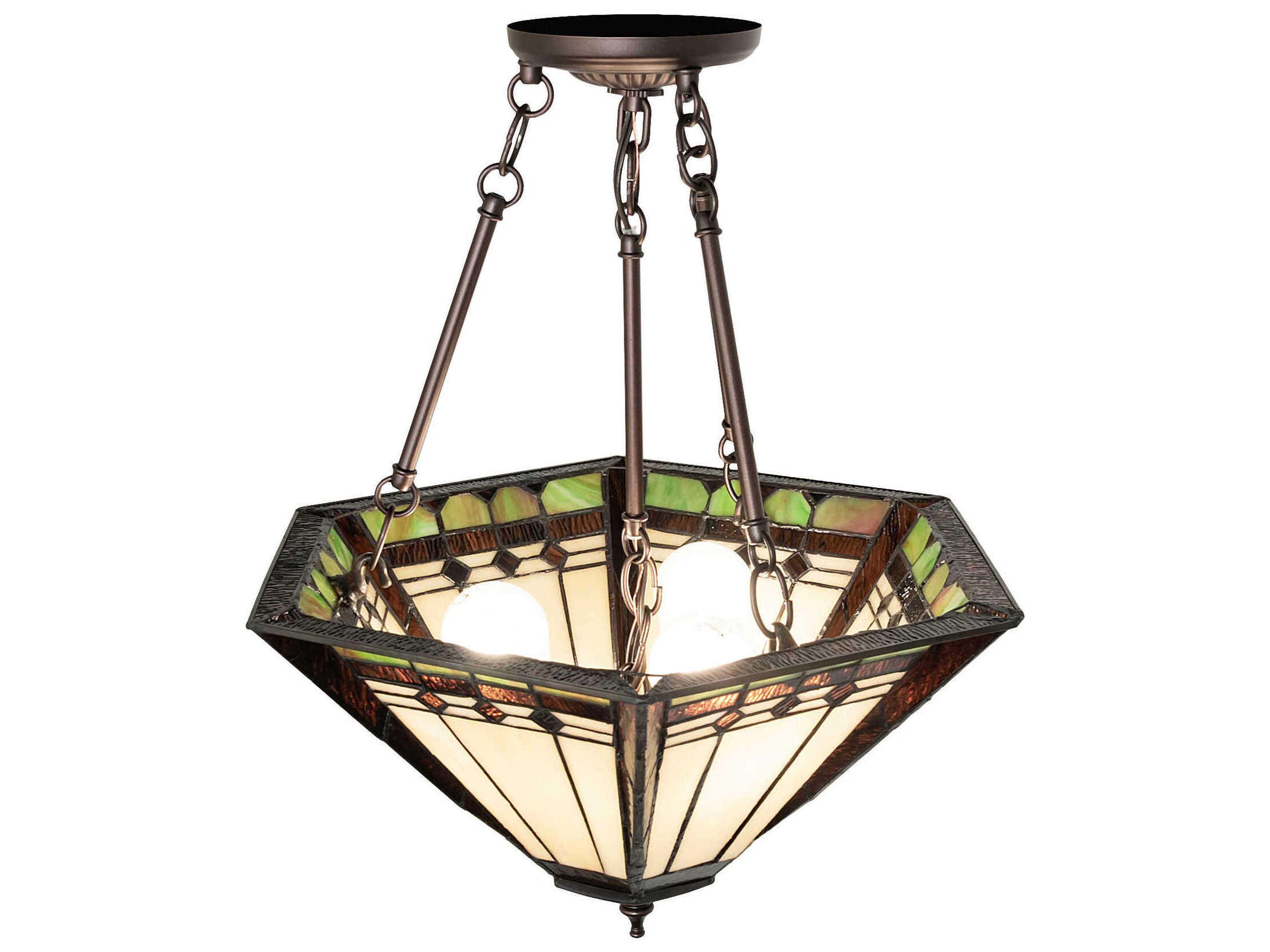 Meyda Albuquerque 3-Light Mahogany Bronze Geometric Semi Flush Mount