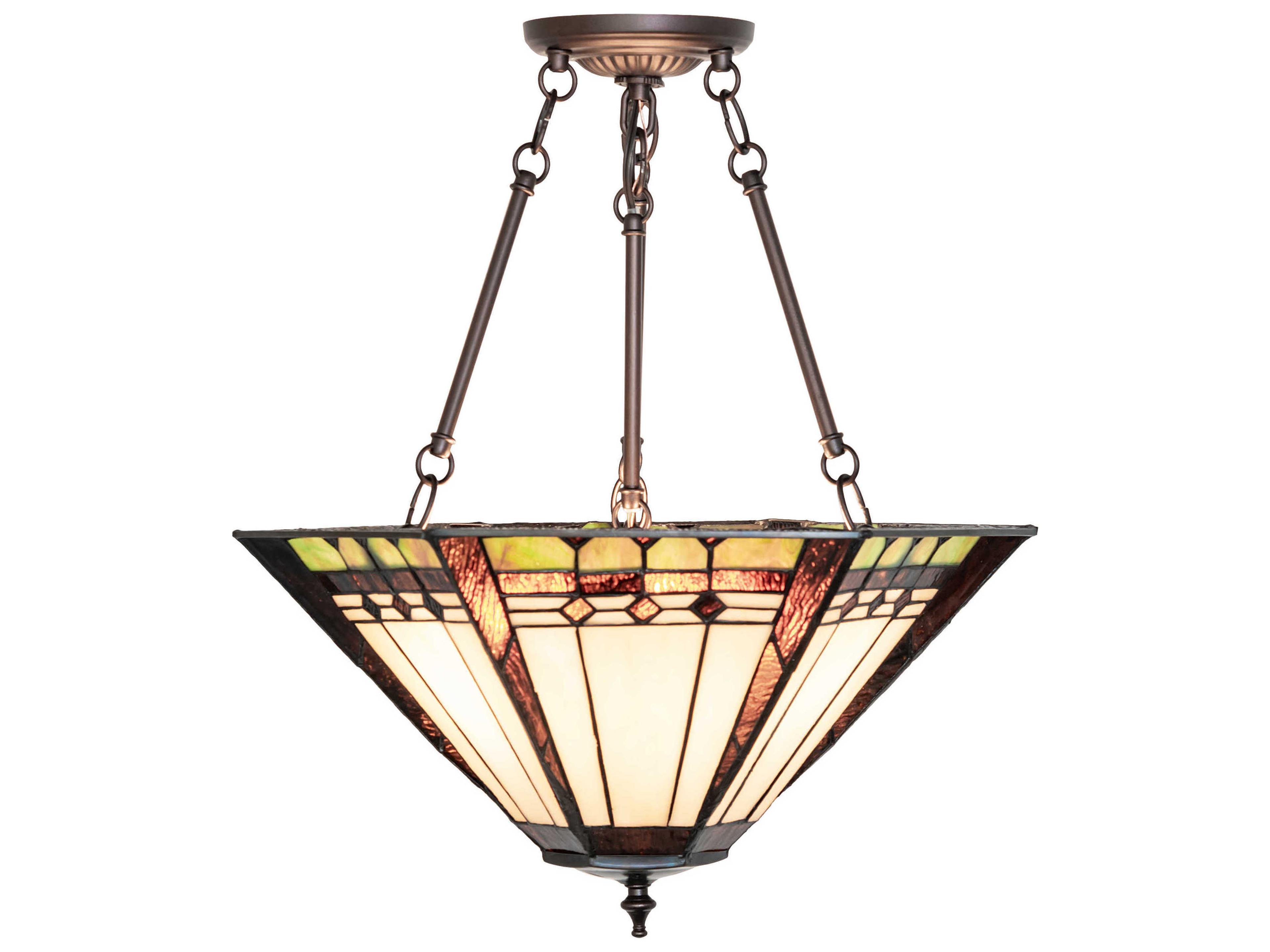 Meyda Albuquerque 3-Light Mahogany Bronze Geometric Semi Flush Mount