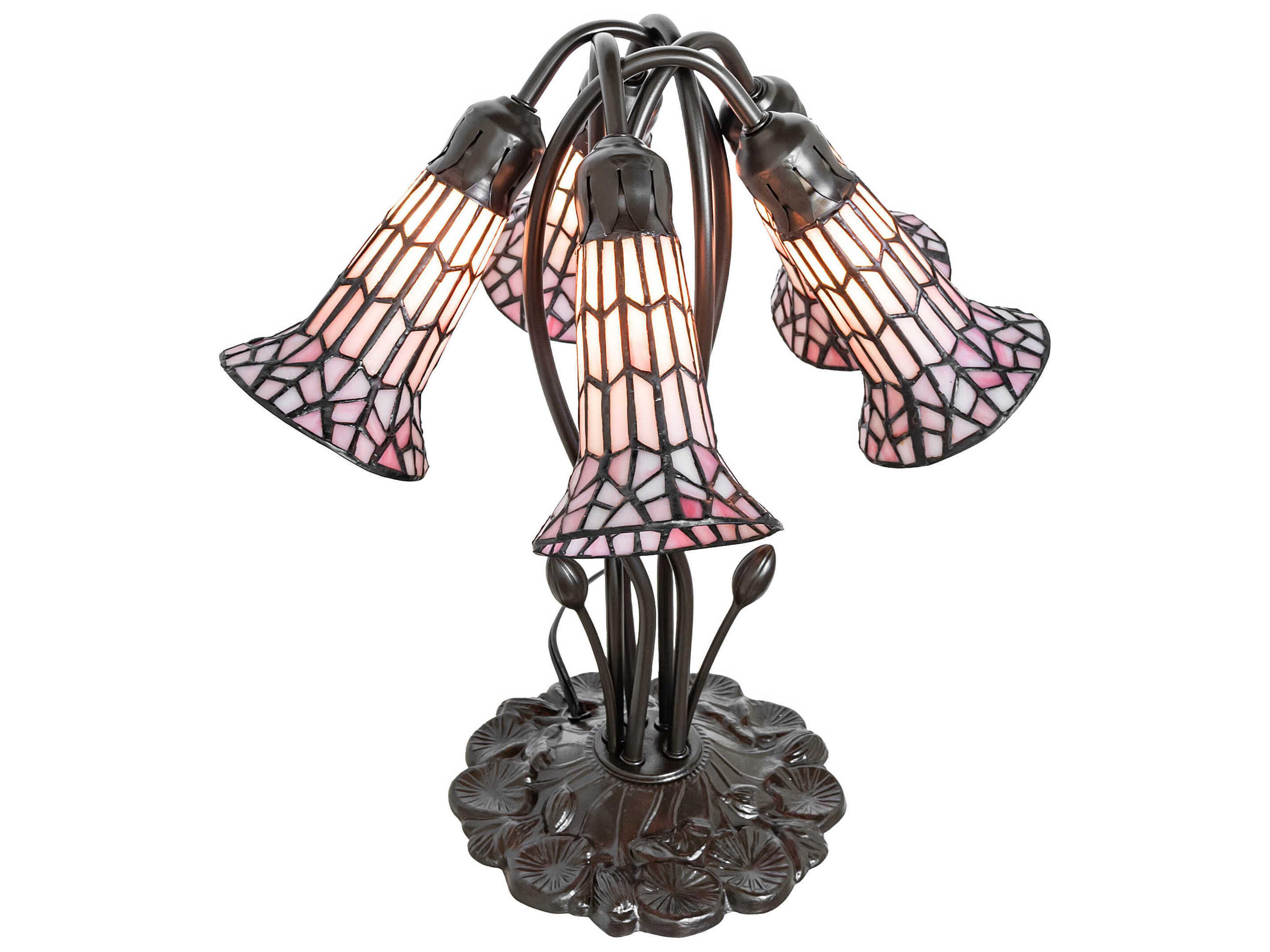 Meyda Stained Glass Pond Lily Mahogany Bronze Table Lamp